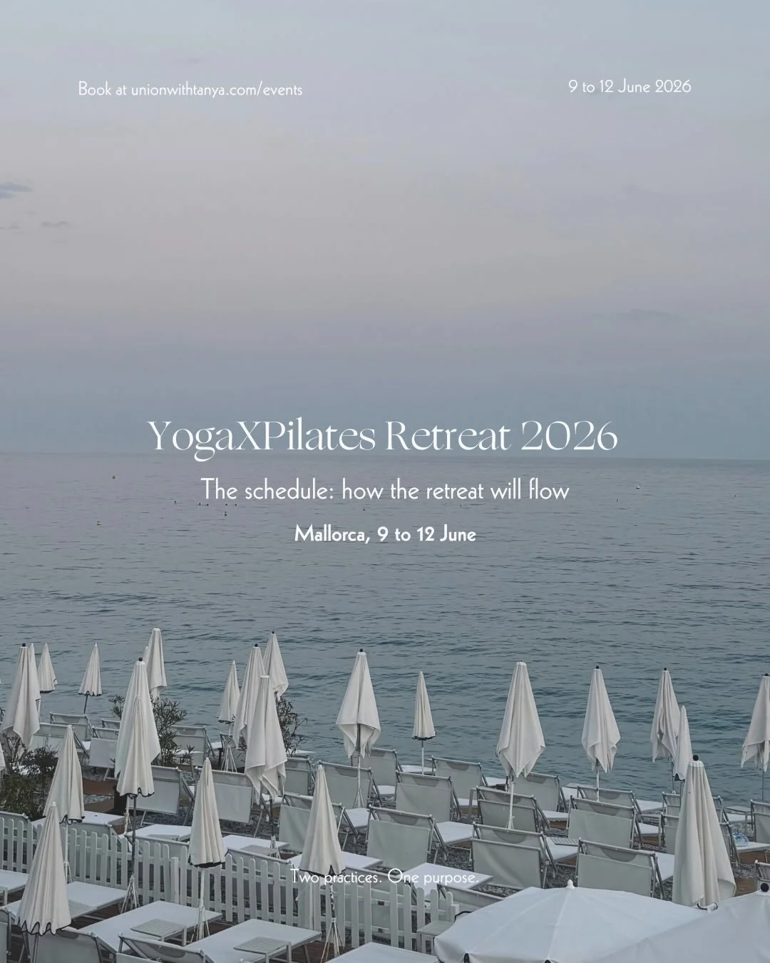 A peek at the schedule for our YogaXPilates Retreat in June 🤍

We&rsquo;ve planned the retreat with a simple balance in mind: movement, good food, time outside, and space to properly switch off

There&rsquo;s structure where it&rsquo;s helpful, and 