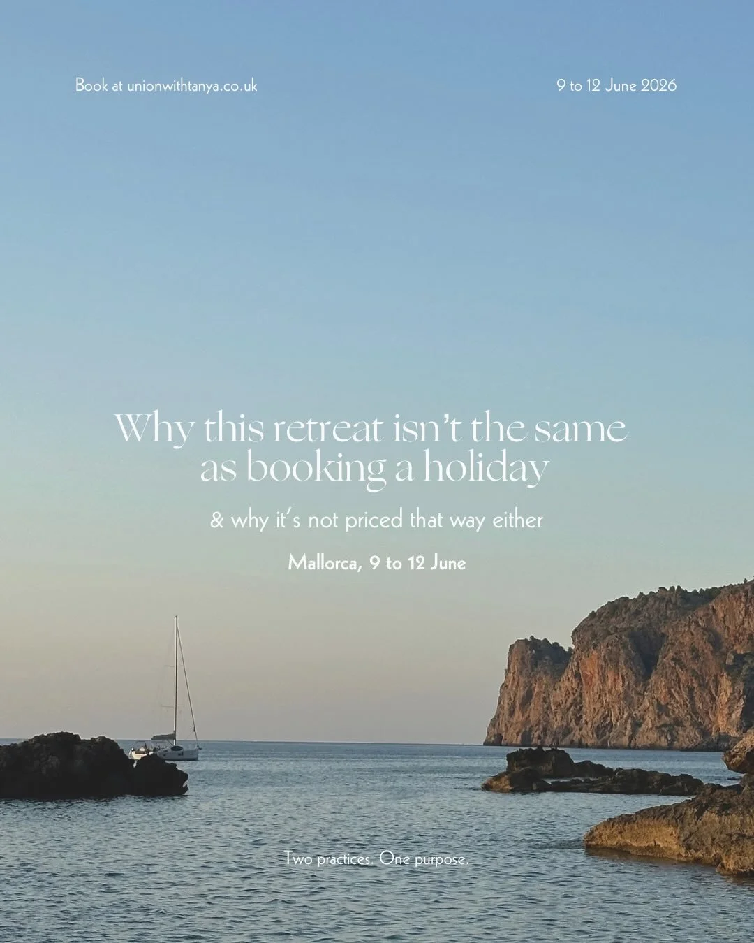 This is something we&rsquo;ve been really mindful of as we&rsquo;ve been organising this retreat

Because on the surface, it&rsquo;s probably easy to compare it to a holiday and look at what does (or doesn&rsquo;t) match

But a retreat is an entirely