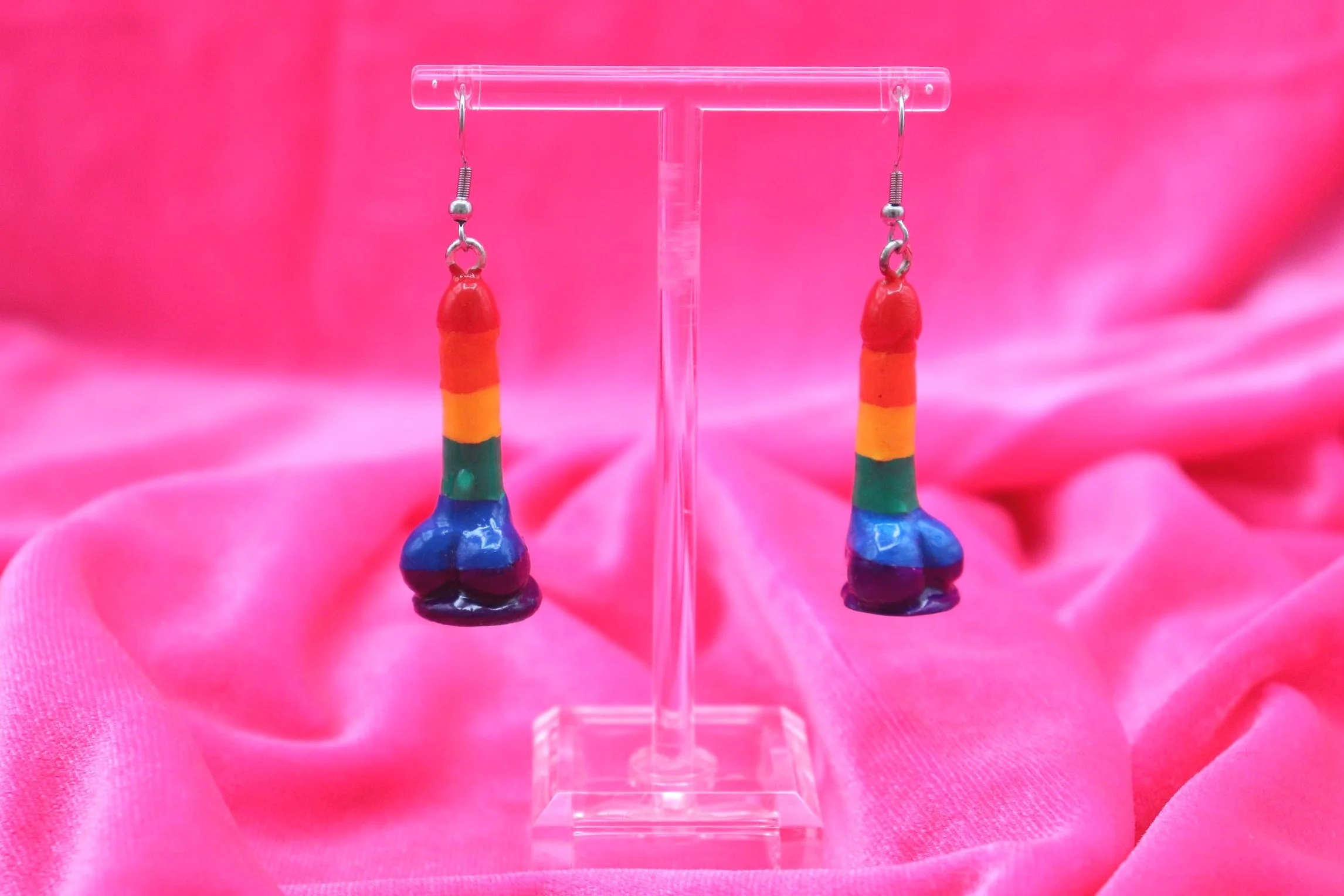 Rainbow Pride Dildo Earrings