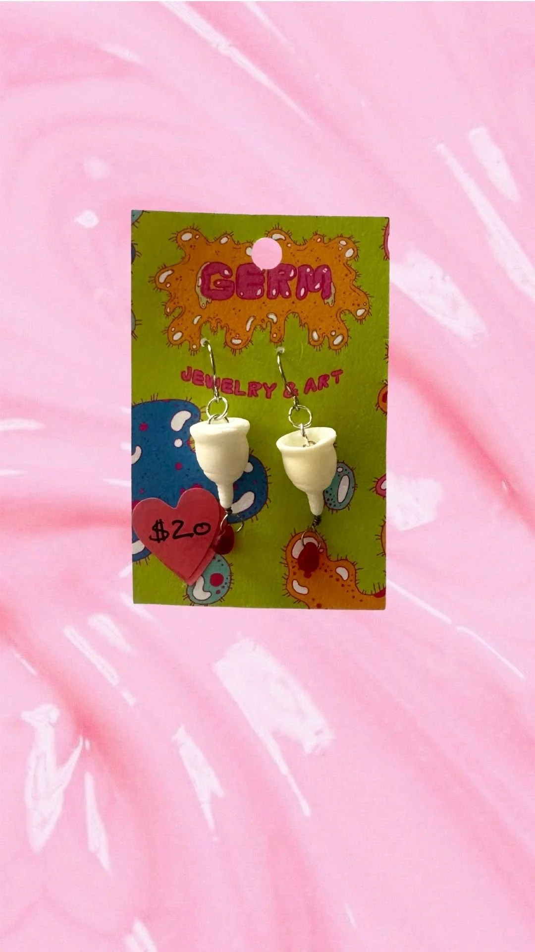 White Menstrual Cup Earrings