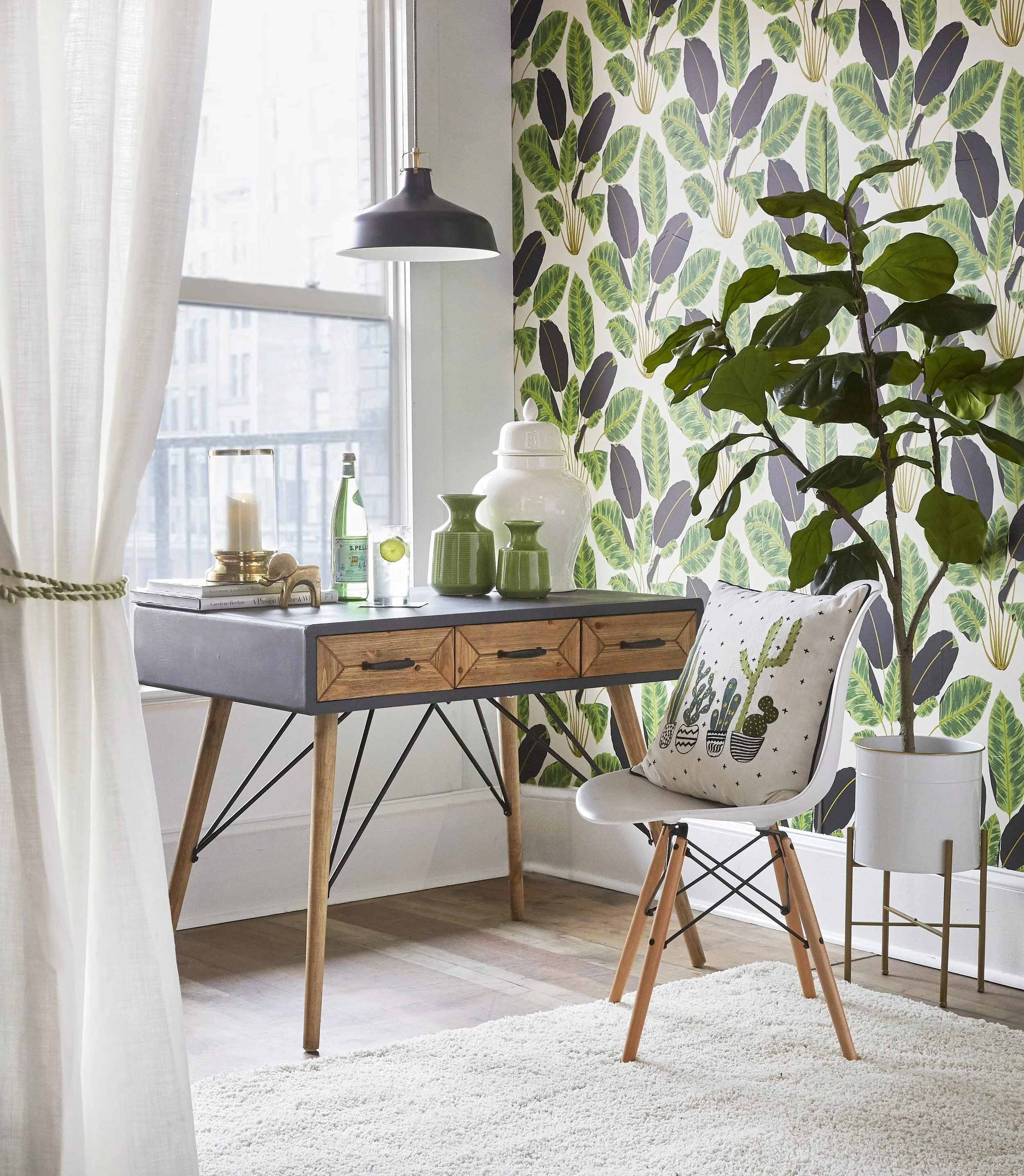 work from home, home office, loft living, loft space, small home office, houseplants