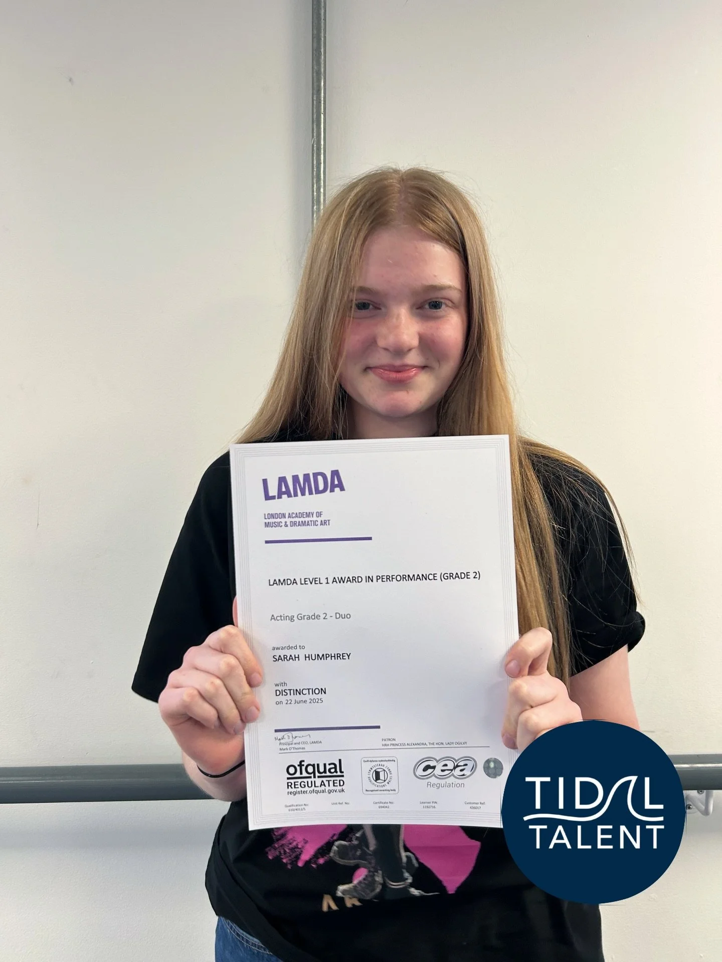 Congratulations to Amelia and Sarah who both received a DISTINCTION in their LAMDA exams!

These two work so hard in their private acting and singing lessons and are doing such a fabulous job 🌊

#tidaltalent #lamda #acting