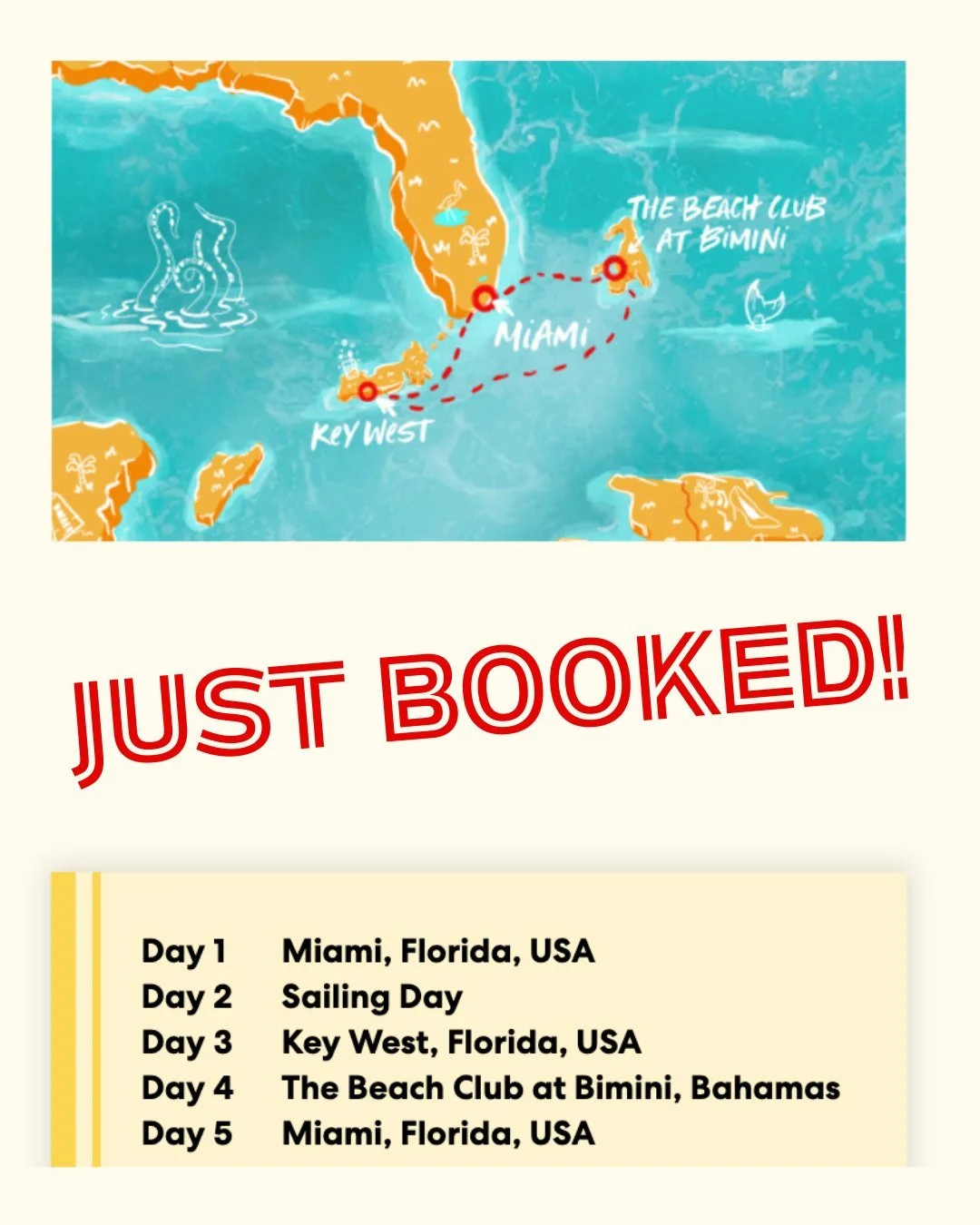 ✨ Just Booked! ✨

Congratulations to the L party of 6 adults who will be setting sail on Virgin Voyages&rsquo; Scarlet Lady for the Fire &amp; Sunset Soir&eacute;e &mdash; a 4-night adults-only escape from Miami to Key West and The Beach Club at Bimi
