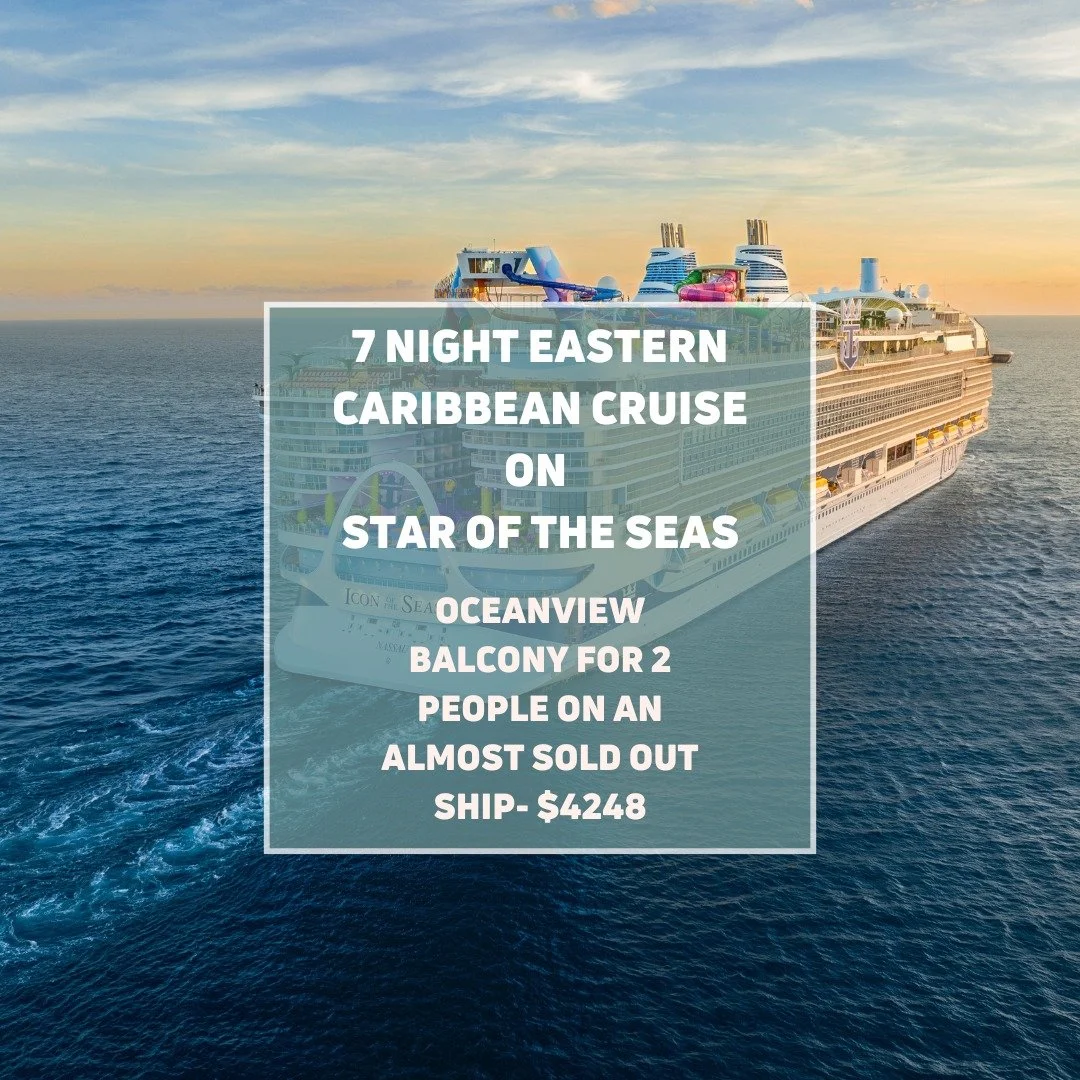This deal is something you won&rsquo;t find anywhere else.

7-Night Eastern Caribbean sailing on Star of the Seas this November.

Private reduced rate: $4,248 (double occupancy)
Public rate: $5,543 for the SAME oceanview balcony

And it gets even bet