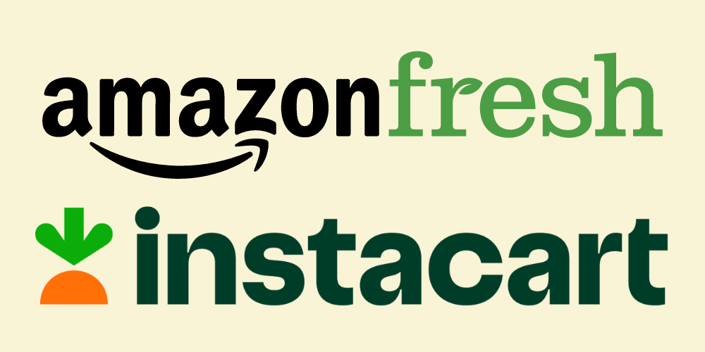 Amazon Fresh and Instacart grocery delivery logos