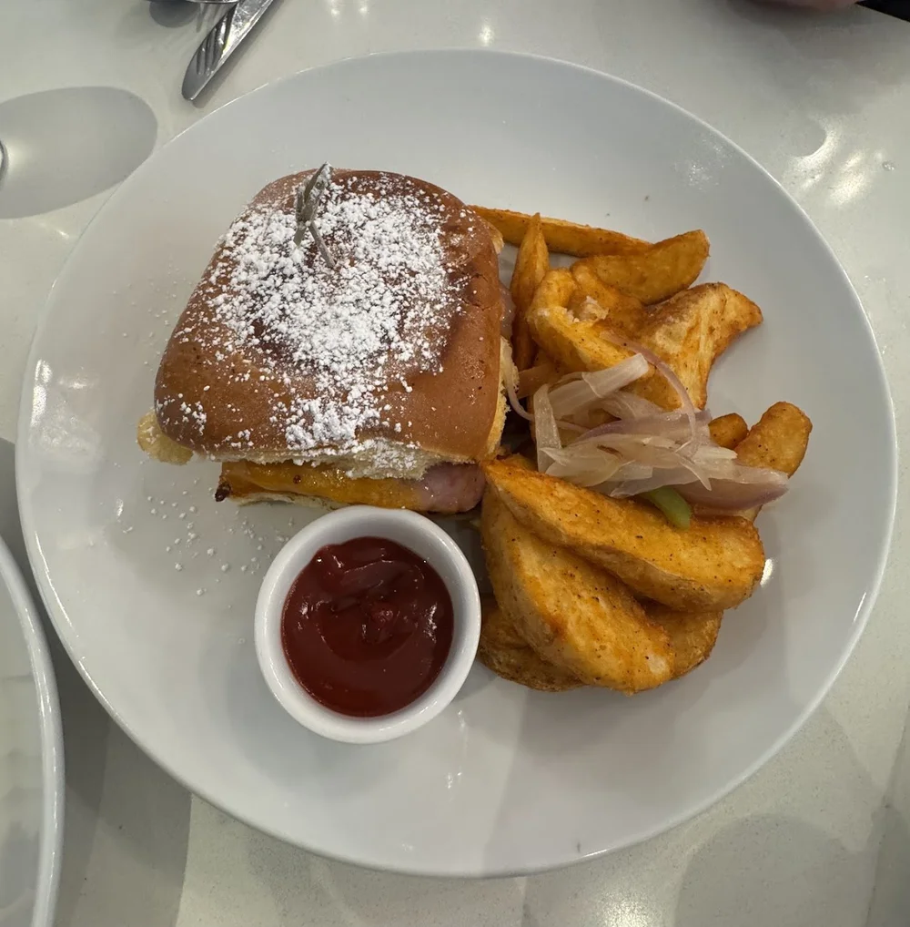 A Mallorca sandwich, a classic San Juan breakfast pastry