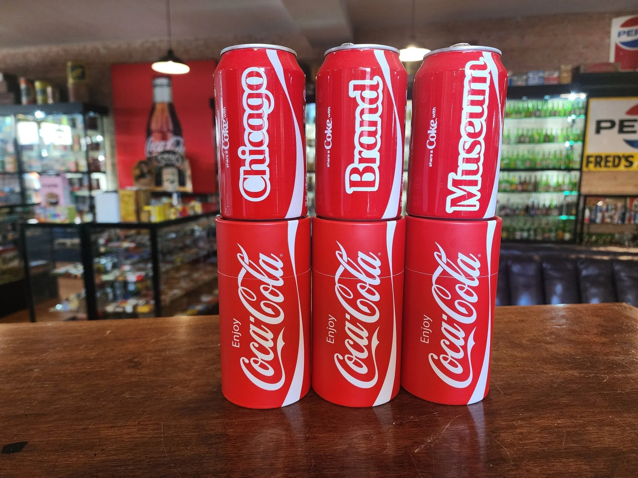 Chicago Brand Museum custom Coca-Cola cans.