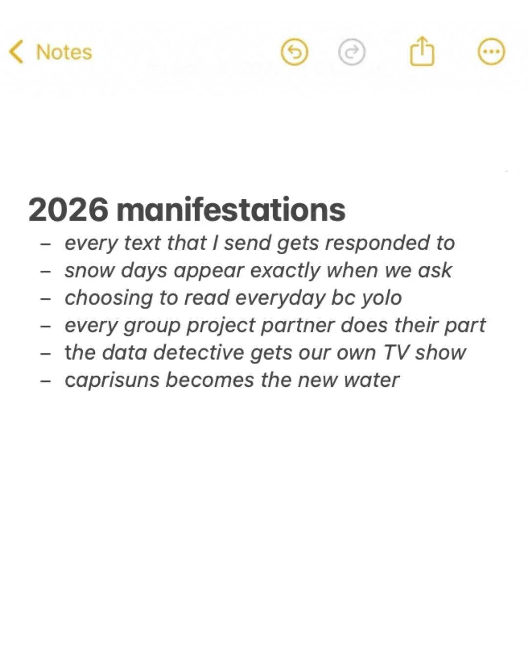 Just putting it out there

#manifestation #2026 #newyearnewme #glowup #caprisun #kidlit #childrensbooks #kidsbookstagram #raisingkids #readaloud #parenttips #stem #data #artificalintelligence #inclusive #reading #2026goals #newyears