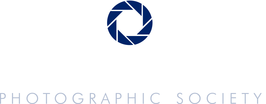 Logo with a camera aperture icon and the words 'Bridgewater Photographic Society' in white and blue text.