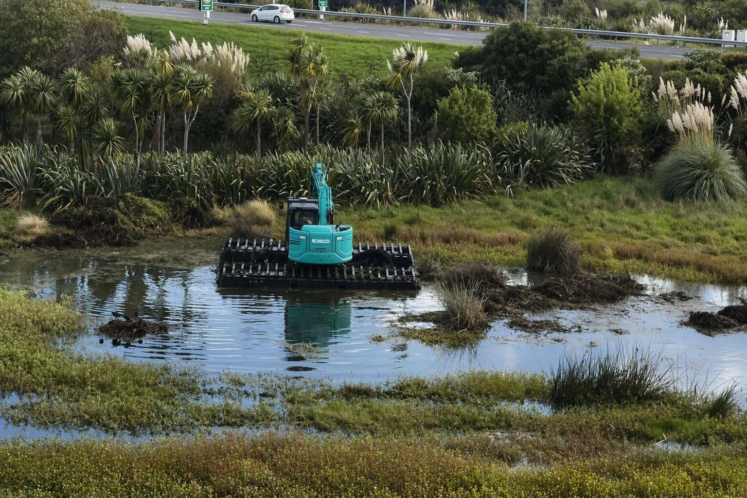 Amphibious Digger pond vegetation clearance.jpg