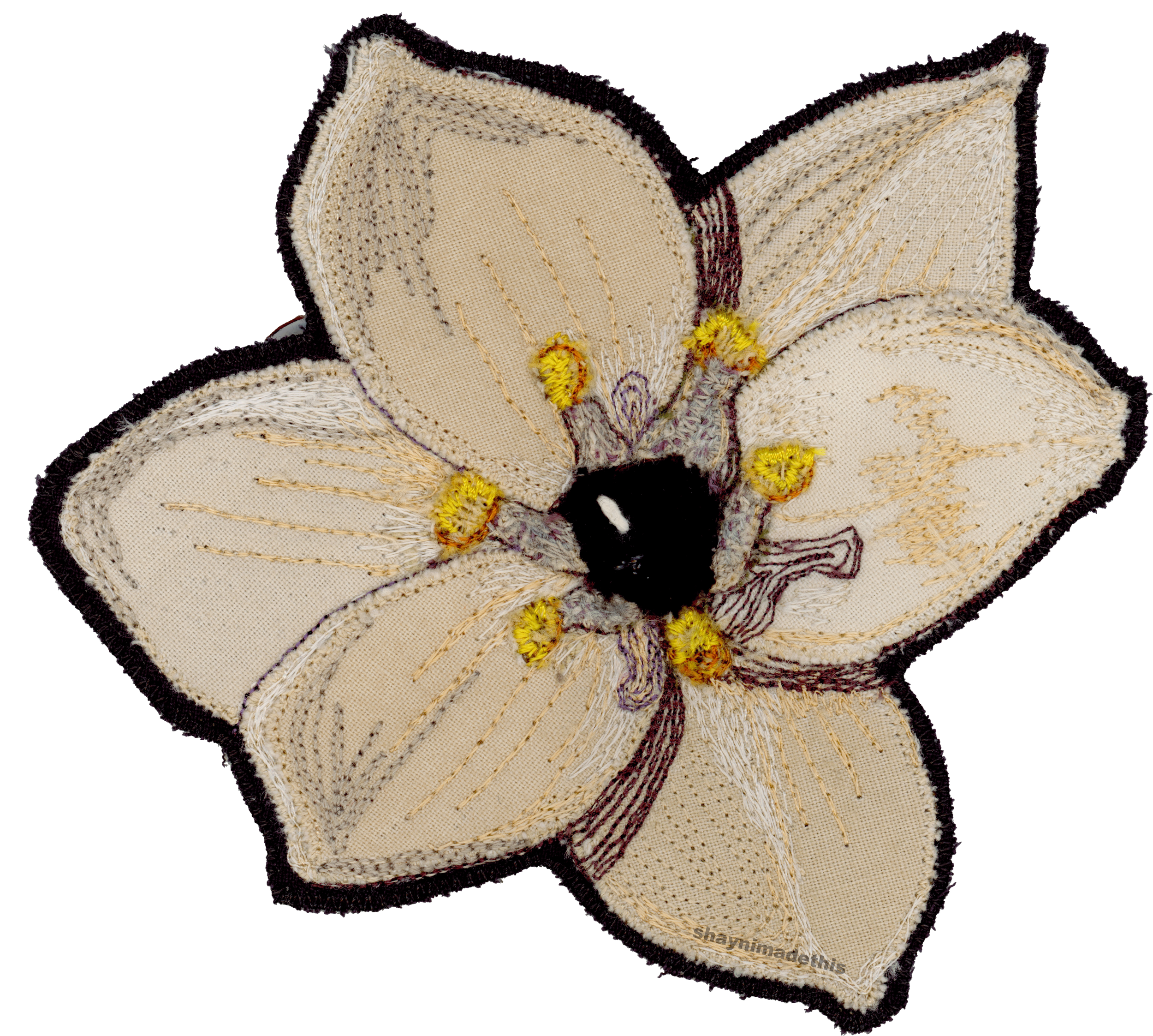 Ornithogalum arabicum patch 2/2 with embroidered and applique details. 3/5/26