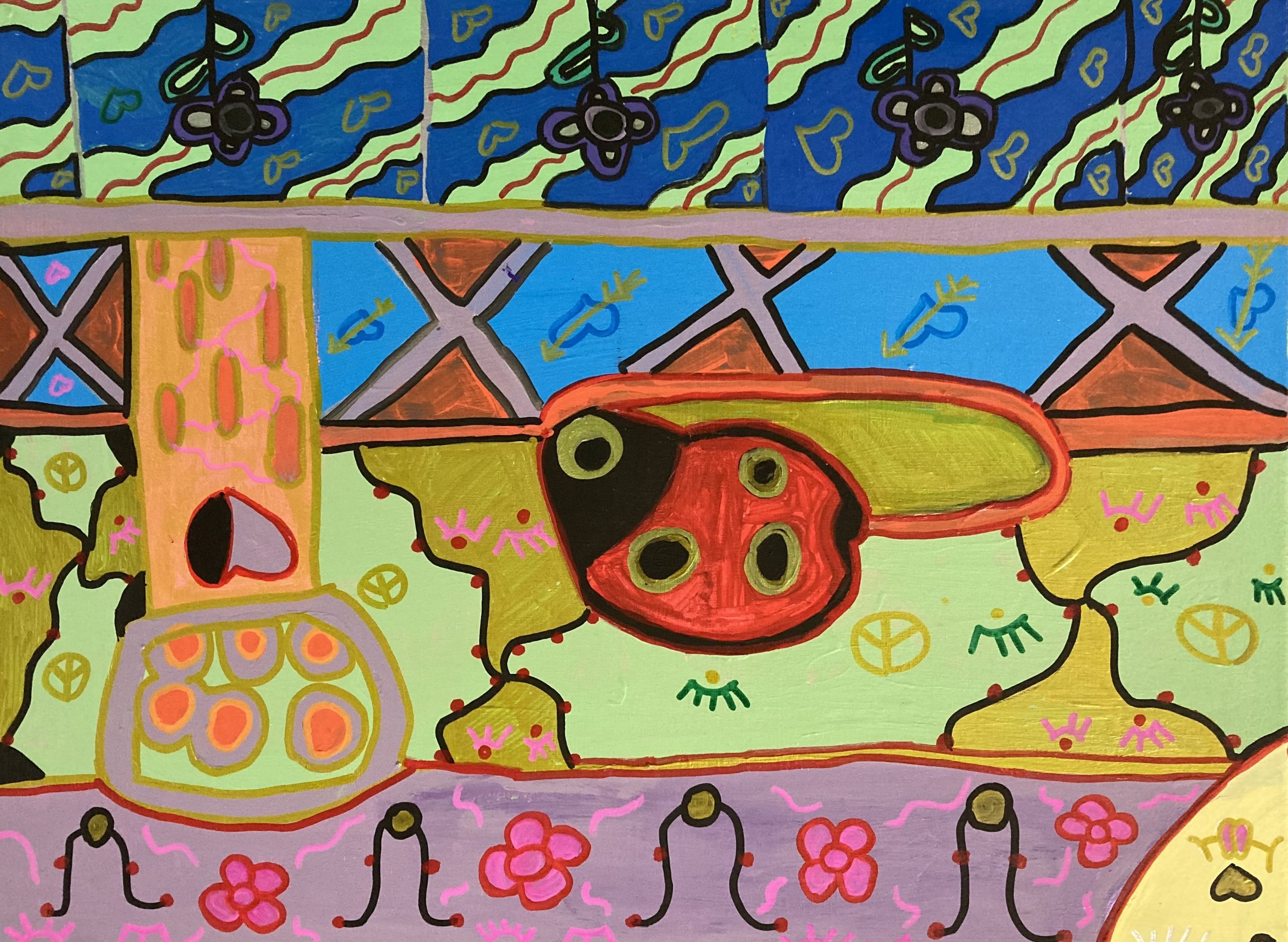 Ladybug in the Sunset by Sienna M. and Candace N. of Creative Clay St Pete - acrylic and multimedia