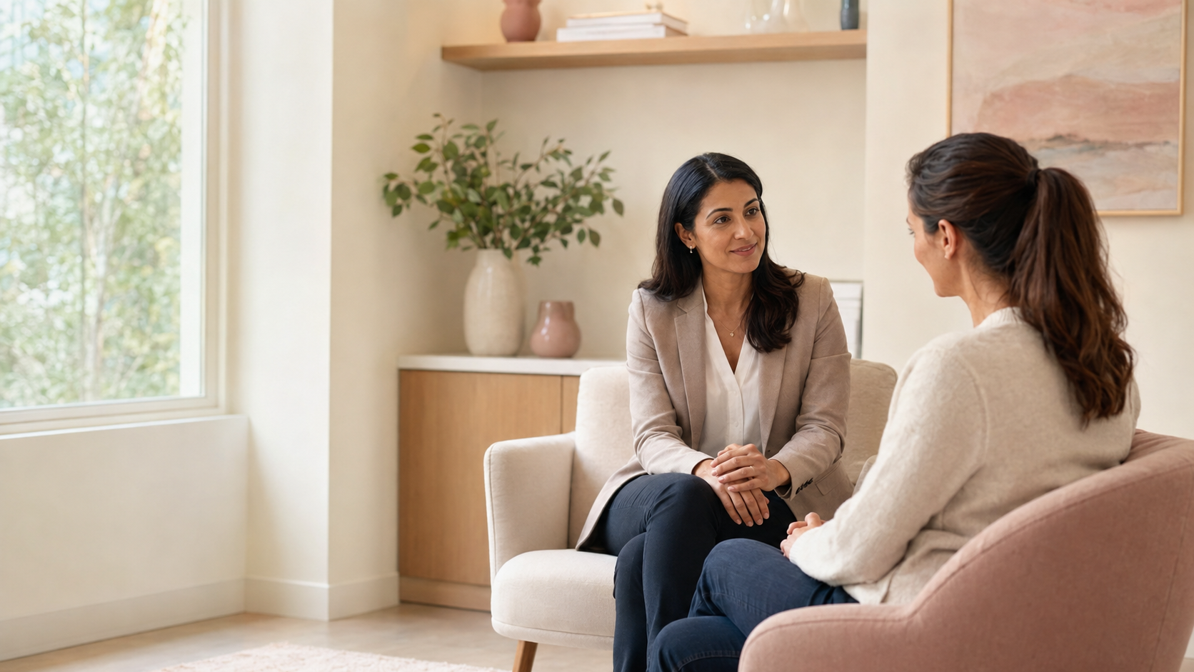 Woman speaking with a provider during a same-day gynecology appointment at Quick Gyno in Los Gatos