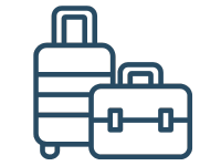 Outline of a suitcase and a briefcase