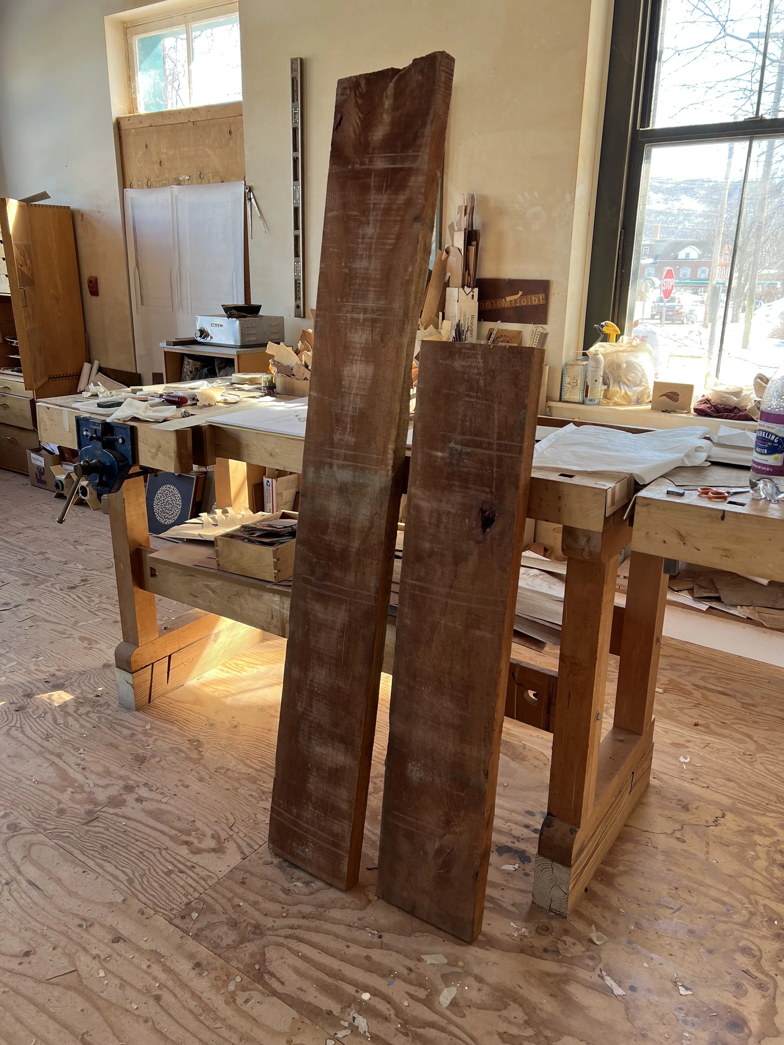 Photo of a board of cherry wood (originally one long board, cut in two)