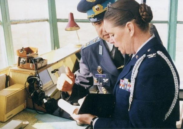 Colonel Bass with Bulgaria's general in charge of Bulgarian Air Defense