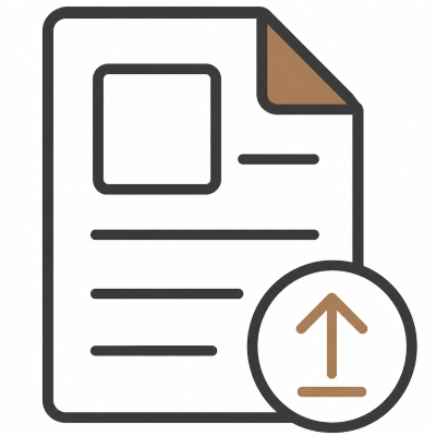 Icon of a document with an upward arrow indicating uploading or sharing.