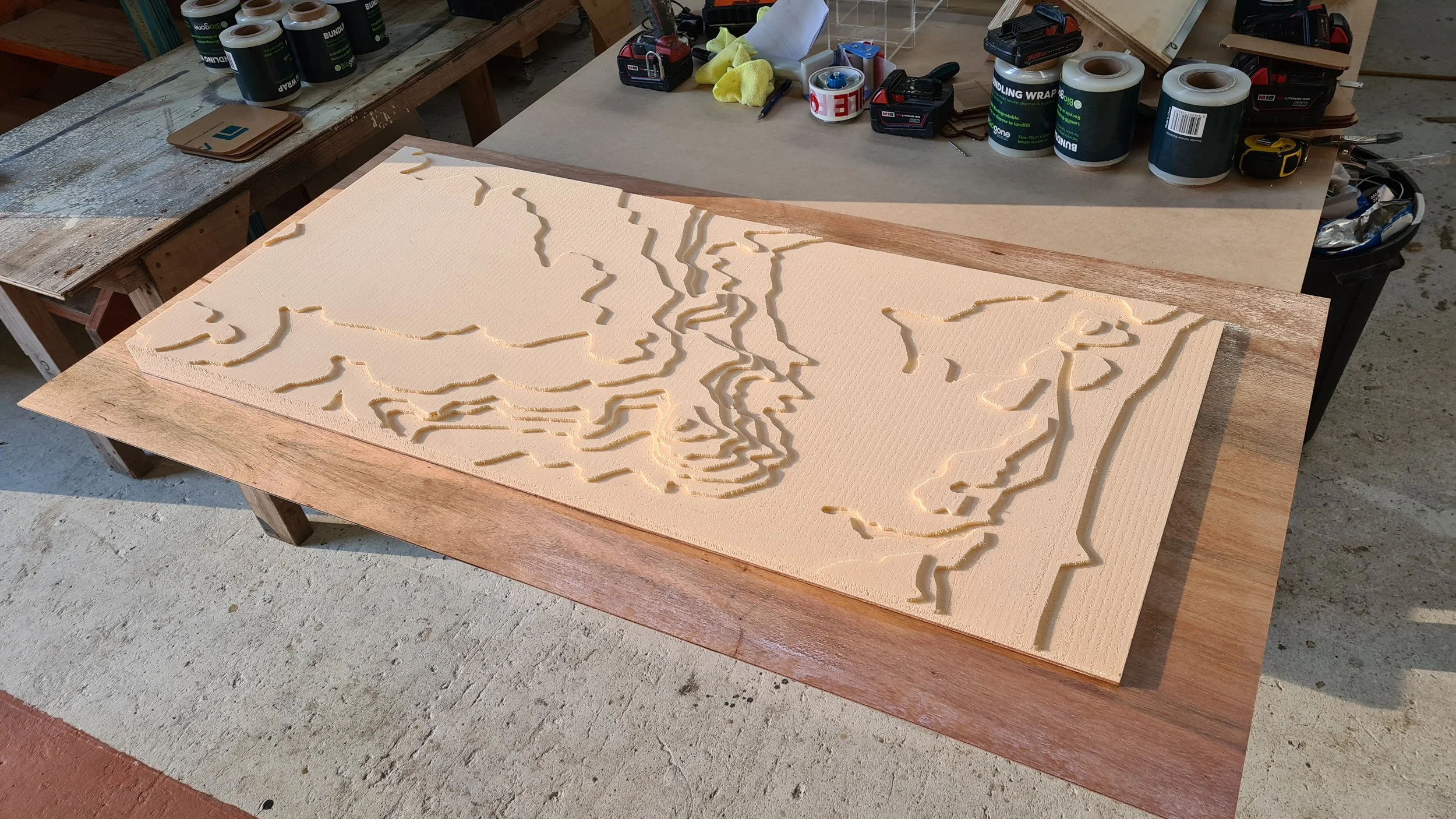 Topographical CNC-routed map for a solar farm
