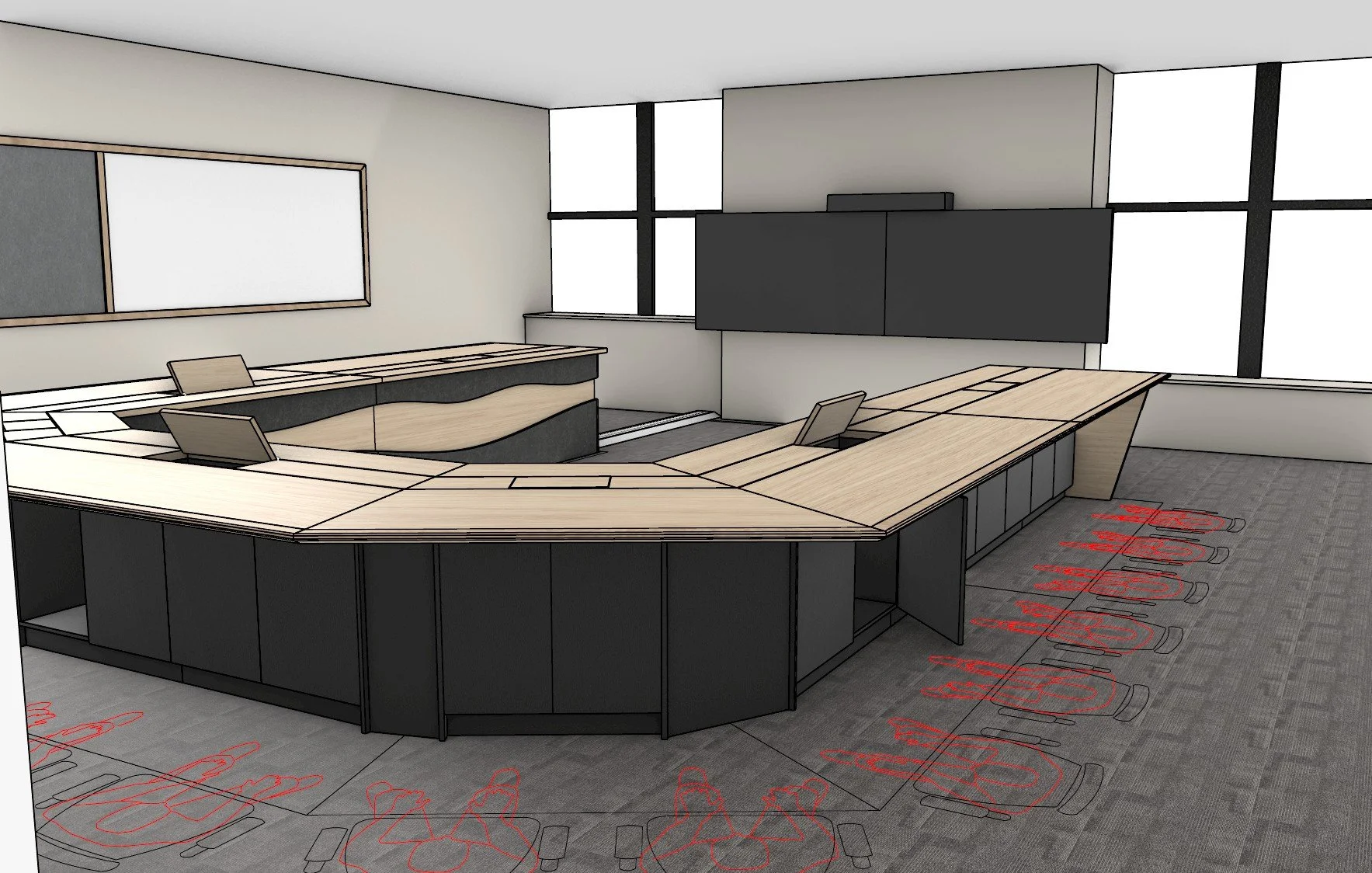 Custom Telstra head office conference desk and room.