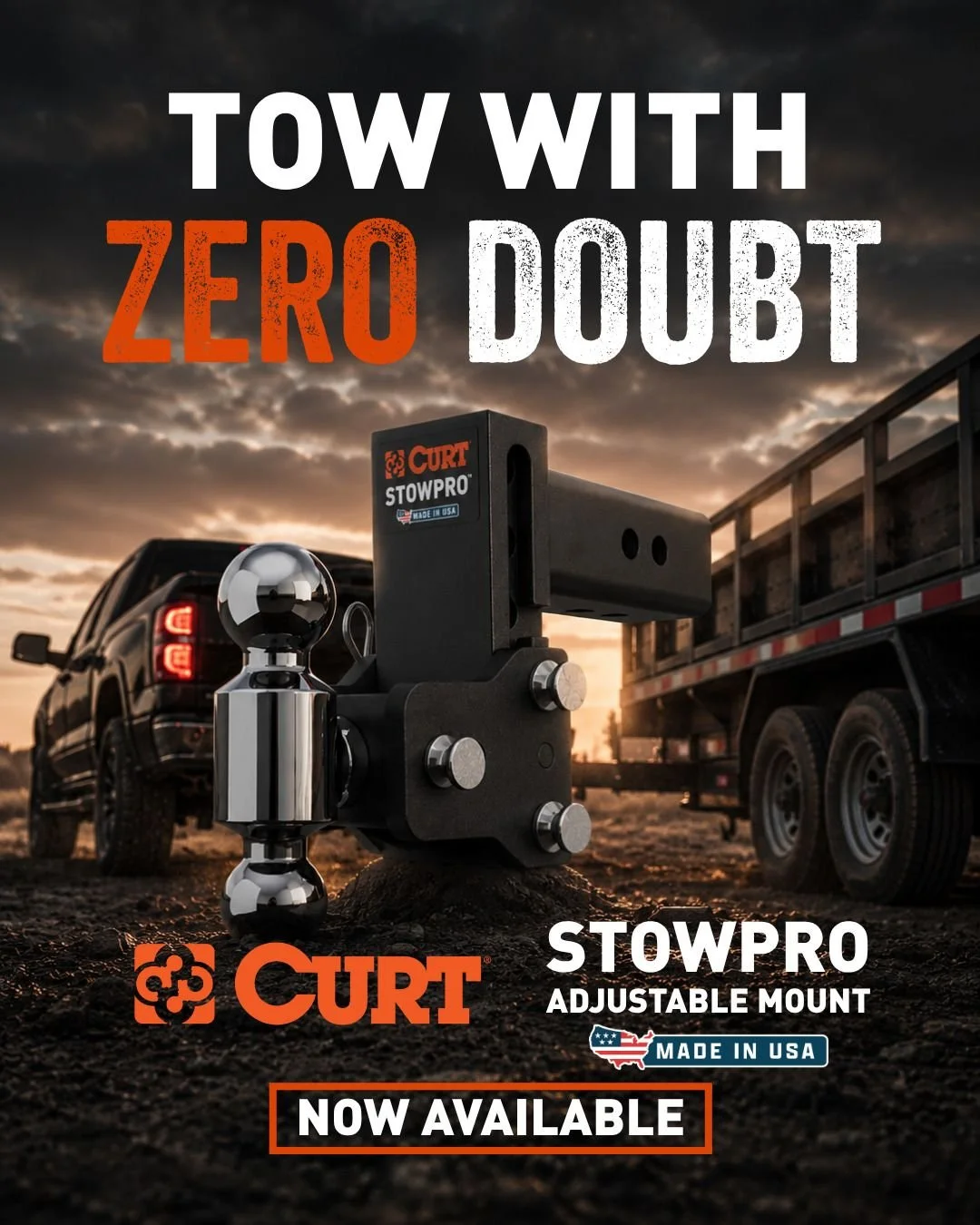 Towing mode. ✔️
Shin-saving mode. ✔️
The new CURT StowPro rotates from towing position to a tucked-away stowed position in seconds, so it's always ready when you need it and out of the way when you don't.
#TrustTheTowingExperts
