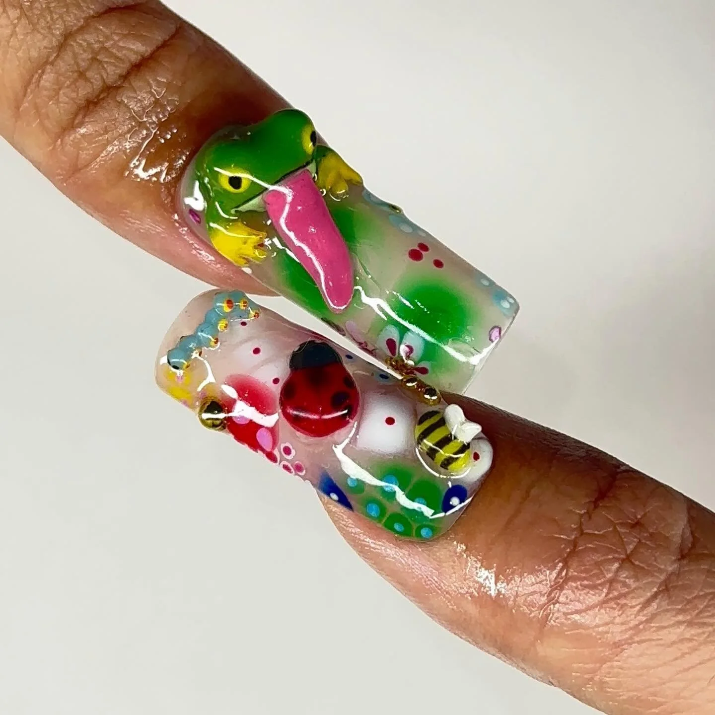 my frog buffet + blooming gel 🐸🐛

used 
@miasecret blooming gel &amp; top coat
@mizhse_official sculpting gel
@apresnailofficial natural long square tips 

ib @guirose.nails &amp; @brydiedoesnails 

-
-
-
-

#gelnails #gelxnails #gelxapres #apresge