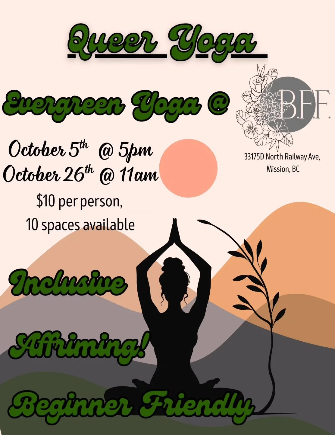 Yoga dates are up for October. Don't forget to RSVP in advance!