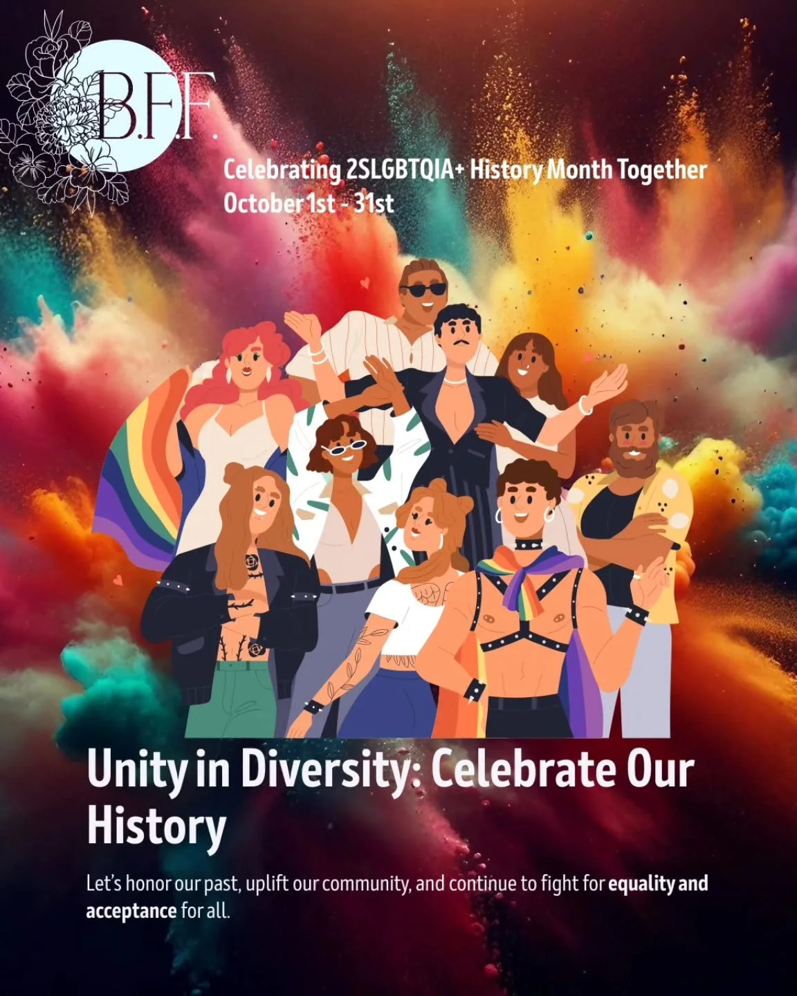 🌈 October is 2SLGBTQIA+ History Month! 🏳️‍🌈✨
All month long we’ll be sharing powerful moments, stories, and milestones from queer history. 
Our past is full of resilience, brilliance, and community, and remembering it is how we keep bu