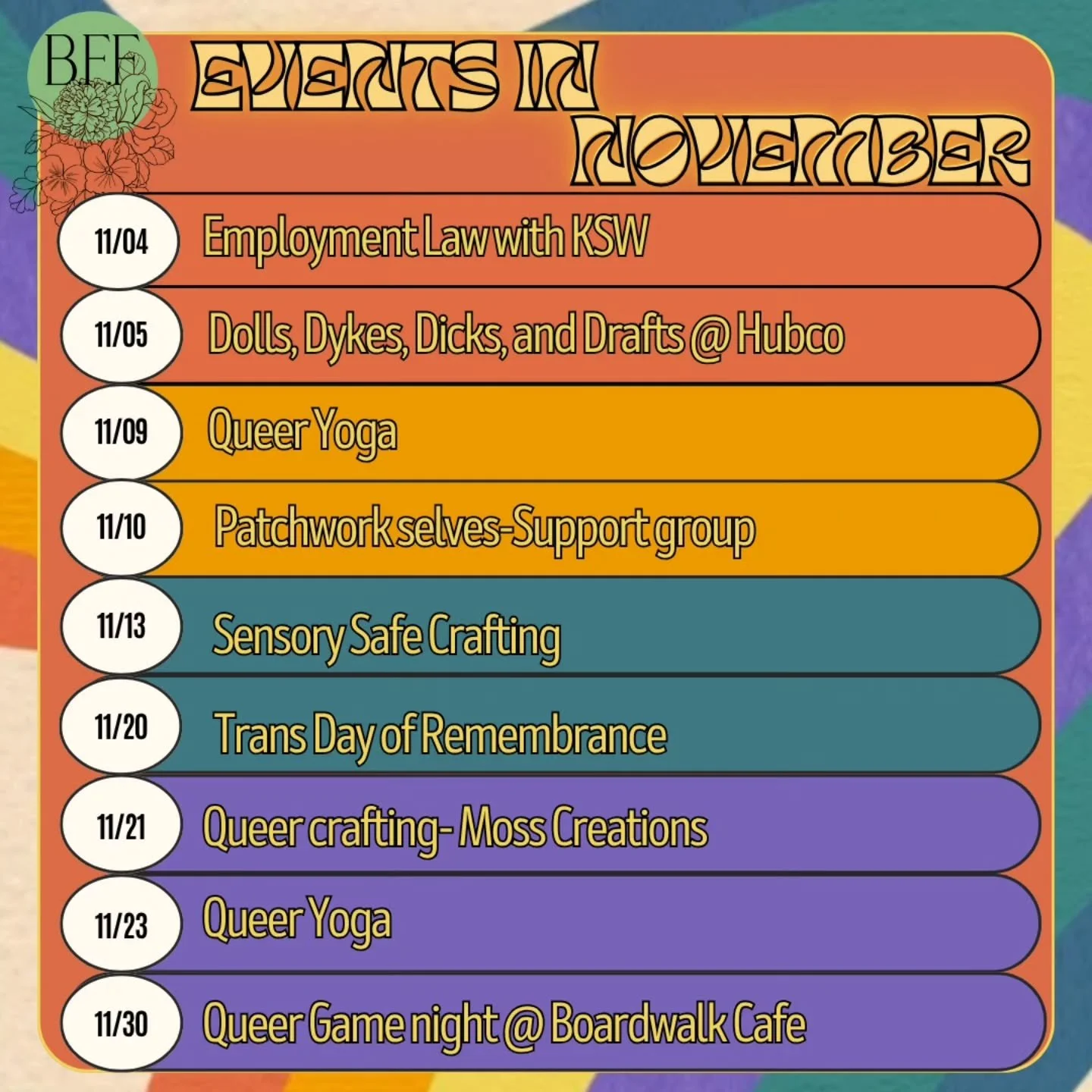 We are slowing down a little in November as we have been dealing with an ongoing family emergency but all of our regular events you have all come to enjoy and love are still rocking and rolling 💕