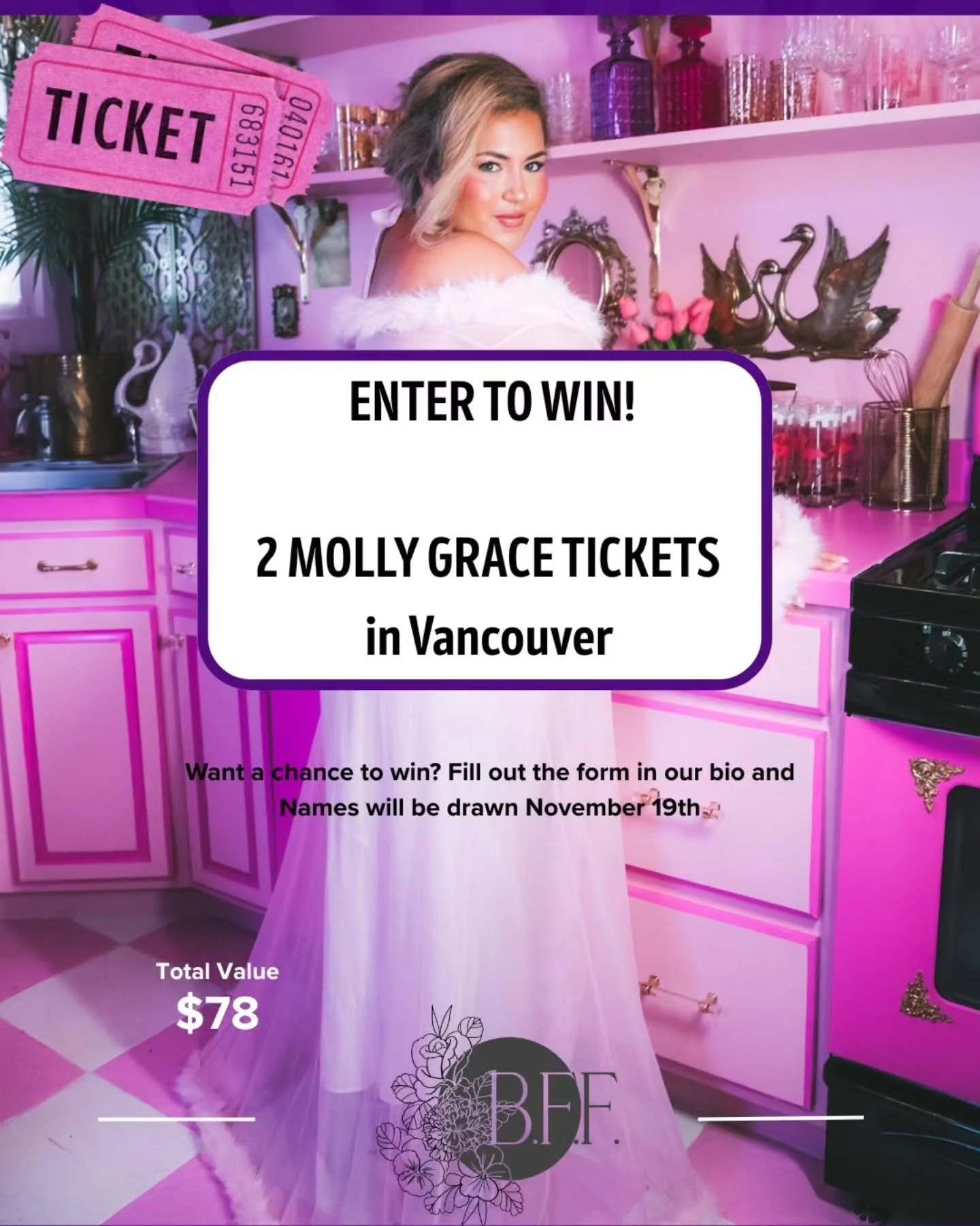 Our lovely team member had some concert tickets they are giving away and thought there was no better way to give them away than to give them away to our community 💕

We will be giving away TWO Molly Grace tickets for her concert in Vancouver on Nove