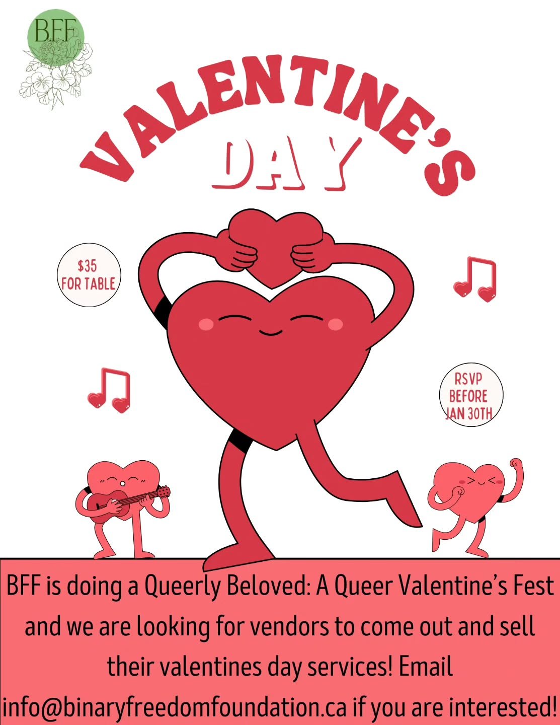 Hi Folks! We are running our annual Queerly Beloved Valentine's Day event and we are looking for Vendors! Send us a DM or email if you are interested 💕