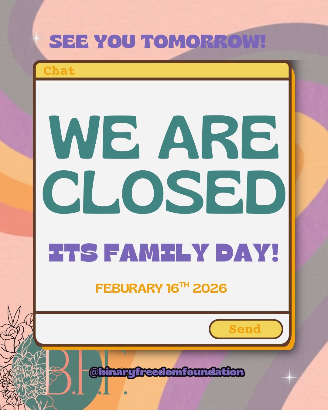 SORRY GAYS WE ARE CLOSED!! ITS FAMILY DAY!! 
So go spend time with your loved ones, whether they're biological or acquired in other ways! 

A found family is just as important, as one you've been born into~ 
What's your favourite thing about your fam