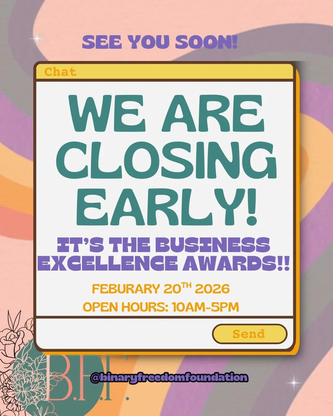 WE ARE CLOSING EARLY TODAY so if you need to drop by, come around before evening hits!!

Today's hours are 10am-5pm due to us attending the Business Excellence Awards @missionchamberbc !! 
We are in the running for Young Entrepreneur of the Year Awar