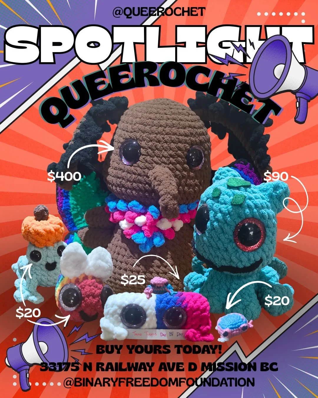 COME ONE COME ALL COME AQUIRE A NEW BEST FRIEND!!
@queerochet is a beloved creator selling incredible hand made crochet buddies to buy!!
From gorgeous transgender moths, painstakingly crocheted stitch by stitch- a testament of skill and time, to our 