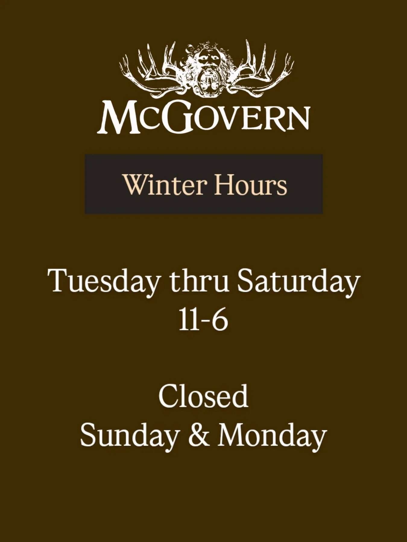 Thank you for an INCREDIBLE year! 

Entering into 2026 we're adjusting our days open to try and find a schedule that works better for (all of) us. For the next few months we'll be closed Sunday &amp; Monday, with regular 11-6 hours Tuesday through Sa