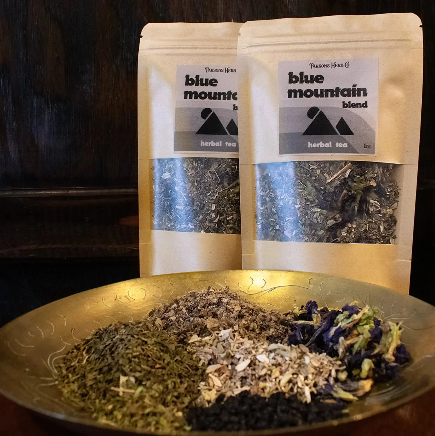 Introducing Blue Mountain Blend! We formed our newest tea as a love letter to our beloved Blue Mountains. It combines Sage, Elderberry, and Spearmint for a uniquely tart and fresh flavor. Mullien ties it all together and Butterfly Pea Flower gives it