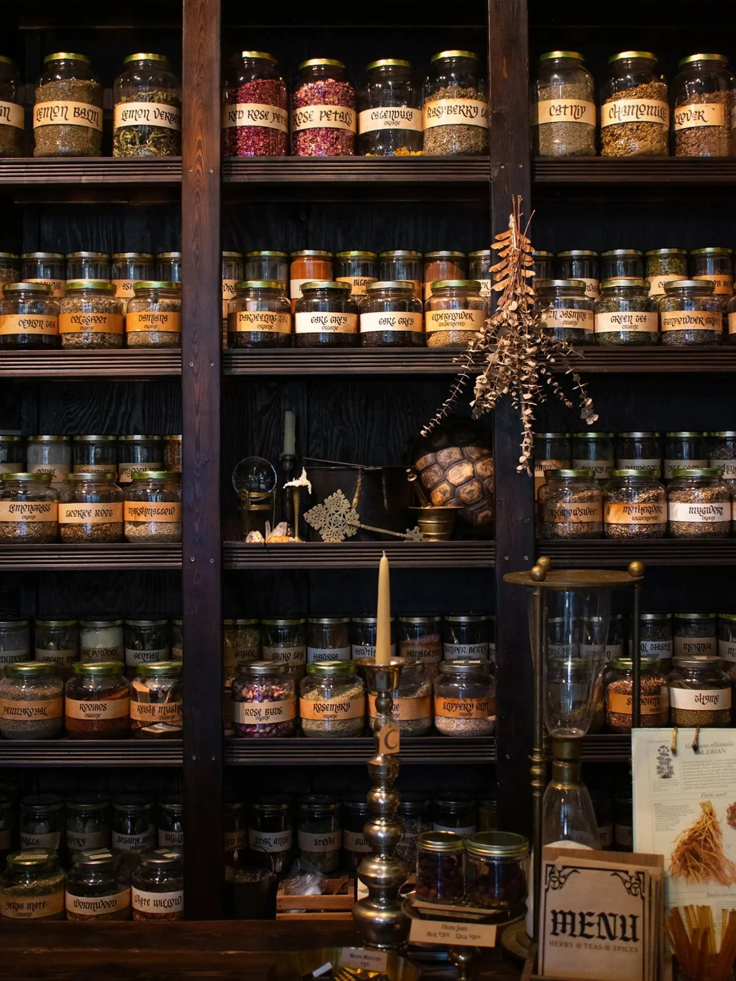 Our herb wall has expanded! 

New to the shop -

White Tea ~ by popular demand! The same plant as black and green tea, but only the fresh whitish green tips are used. A lighter, fresher, sweeter tea with the same caffeine. 

Yerba Santa ~ a sweet eve