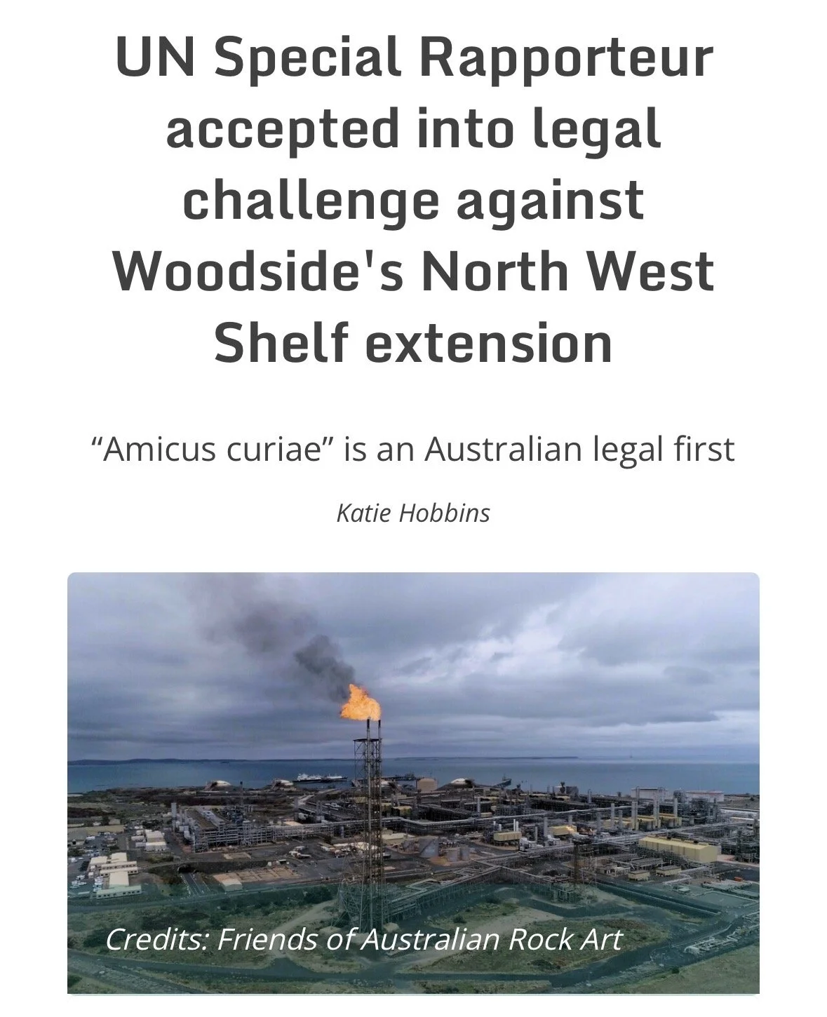 Federal Court approves UN Special Rapporteur’s extraordinary application to join landmark legal challenge to Woodside’s North West Shelf Extension