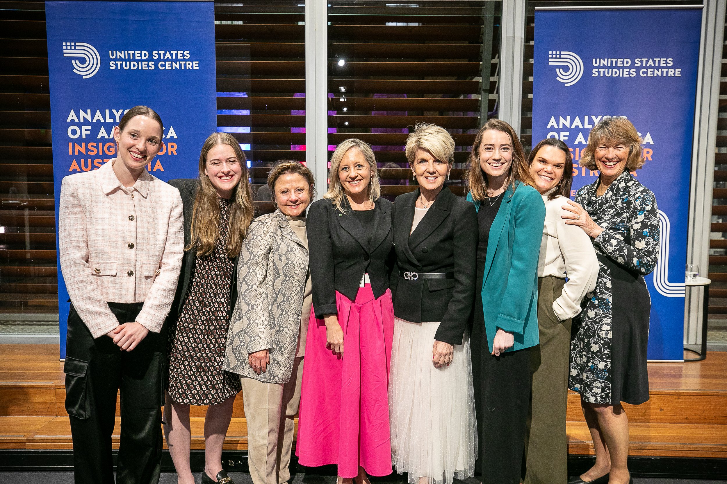 At the launch of the Women in the Alliance (WITA) initiative, alongside ABC's Geraldine Doogue, the Aurora Foundation CEO Leila Smith, and Melissa McIntosh MP. The Mint Sydney. August 2023. Image by the United States Studies Centre