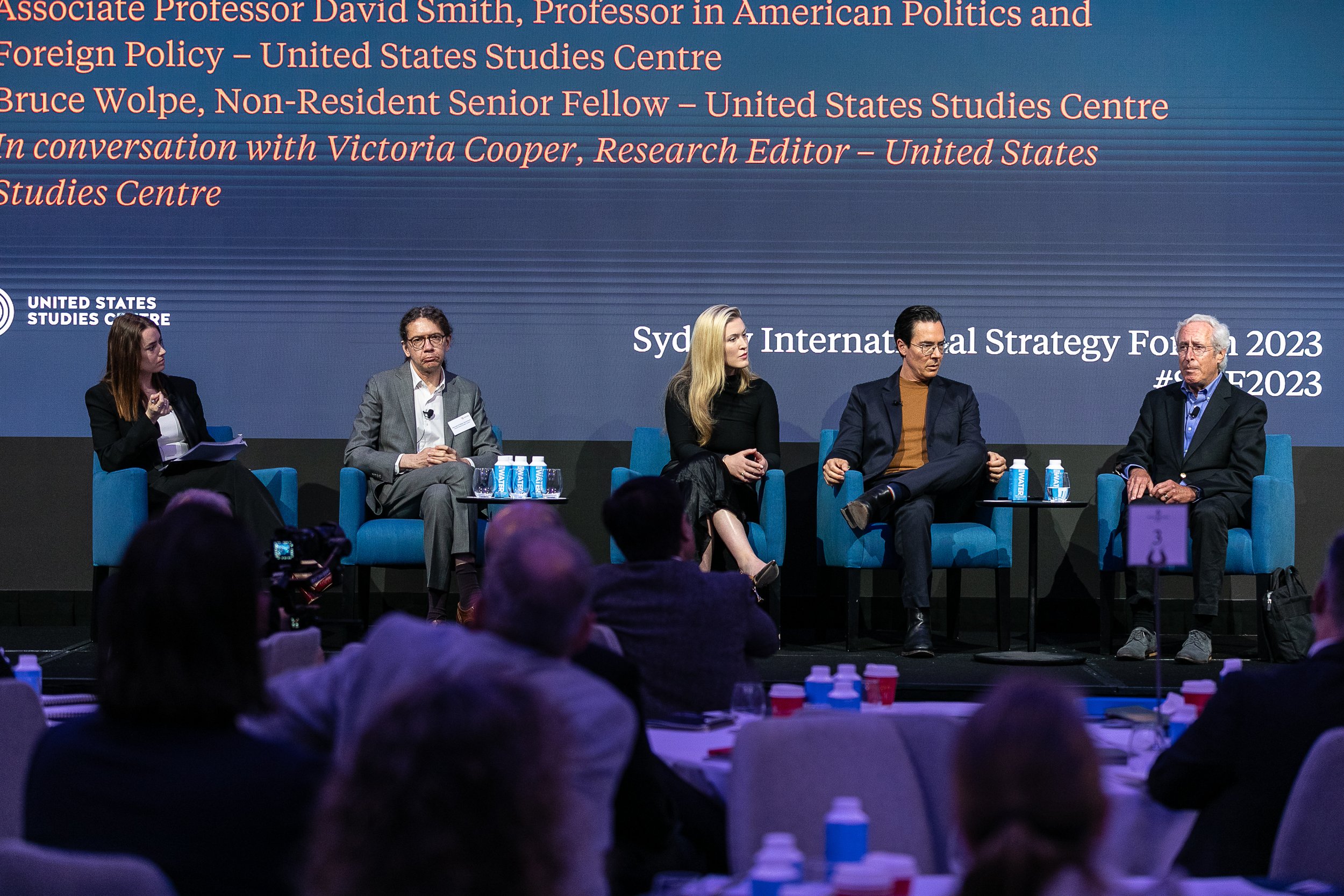 Sydney International Strategy Forum, November 2023. Victoria alongside New York Magazine's Olivia Nuzzi and POLITICO's Ryan Lizza. Image by the United States Studies Centre