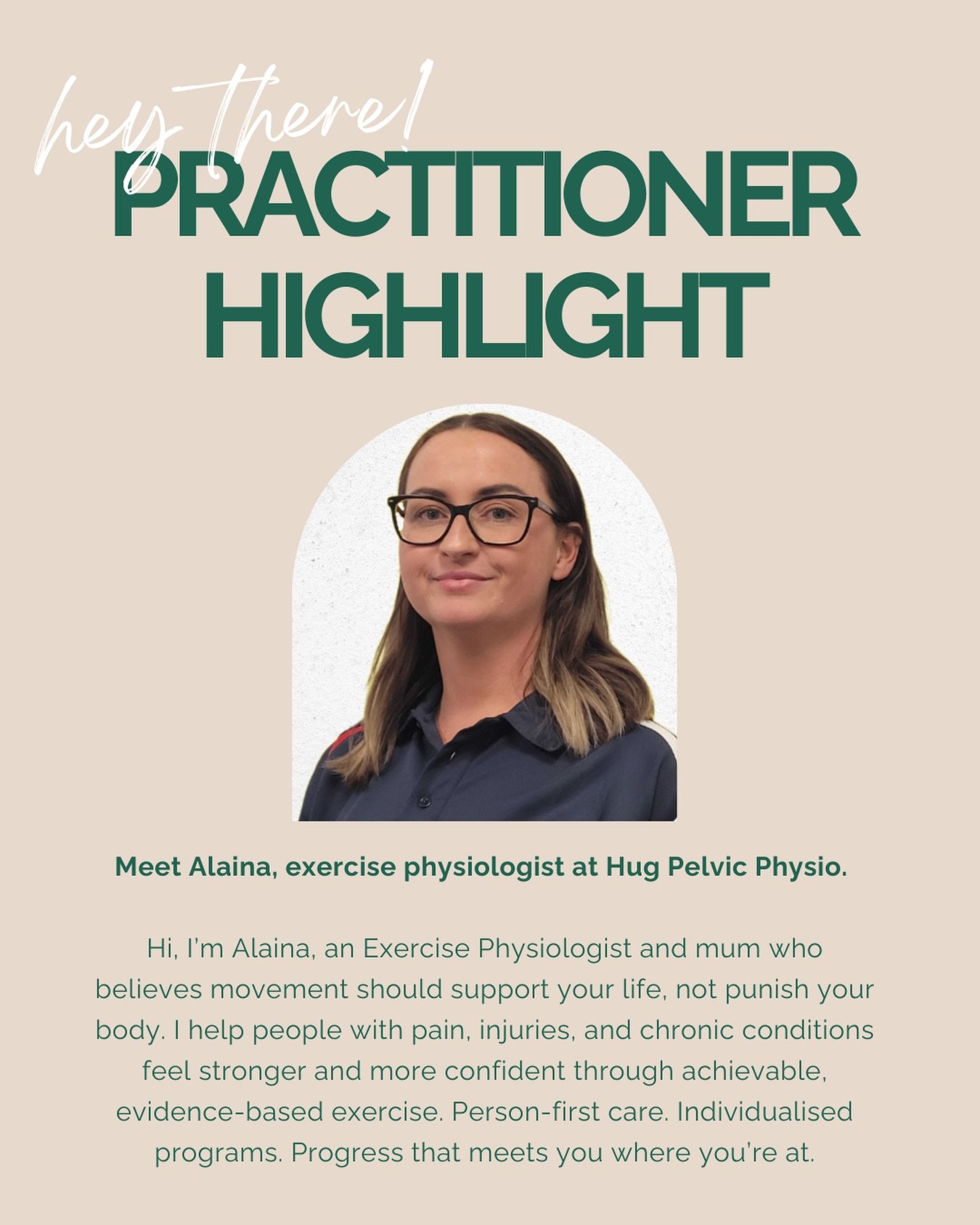 Hi, I&rsquo;m Alaina 👋🏼

I&rsquo;m an Exercise Physiologist, a mum, and a big believer in the power of movement.

I don&rsquo;t see exercise as punishment or something you have to be perfect at &mdash; I see it as a tool to help you feel stronger, 