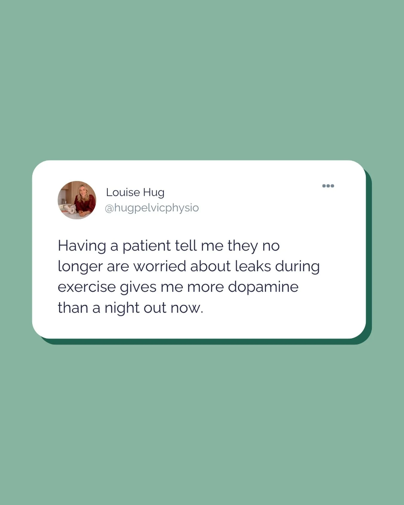Honestly, there&rsquo;s nothing better than seeing someone get back to movement feeling confident, supported, and in control of their body again.

Small wins in pelvic health = big wins in real life 

Book a consult with Louise through the link in bi