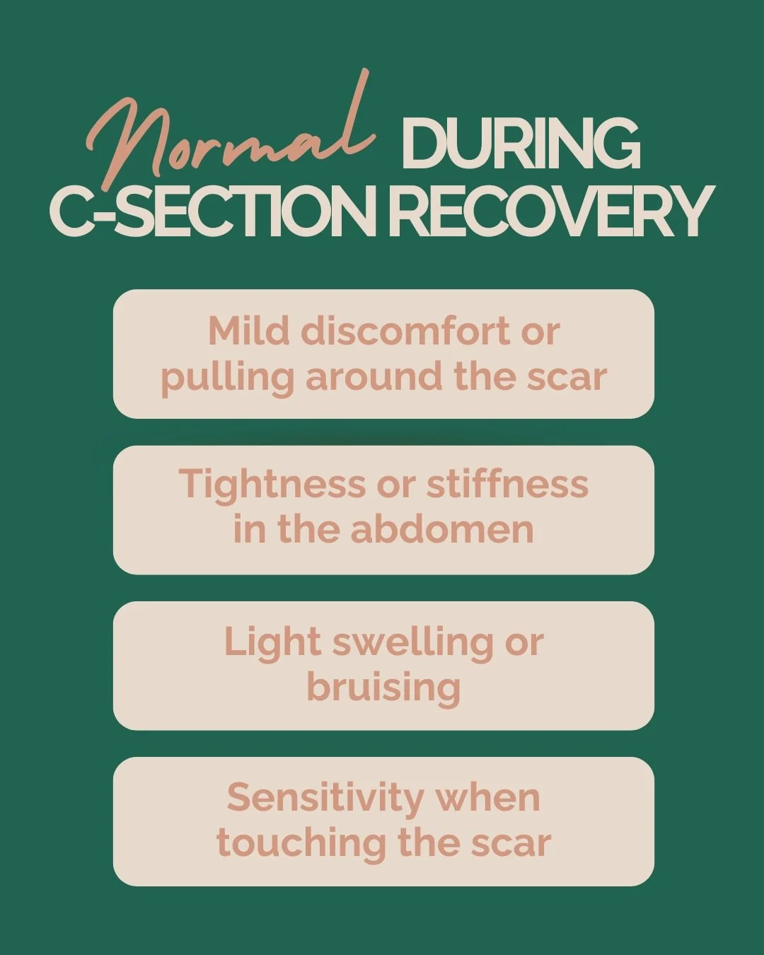 Recovering from a C-section is a big deal and it&rsquo;s normal to experience some discomfort, tightness, fatigue or changes in your bowel habits. But some signs shouldn&rsquo;t be ignored, like severe pain, redness or discharge at the scar, heavy bl