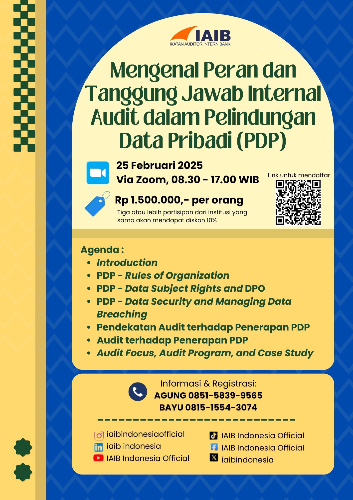 IAIB Training: Mengenal Peran dan Tanggung Jawab Internal Audit dalam Pelindungan Data Pribadi