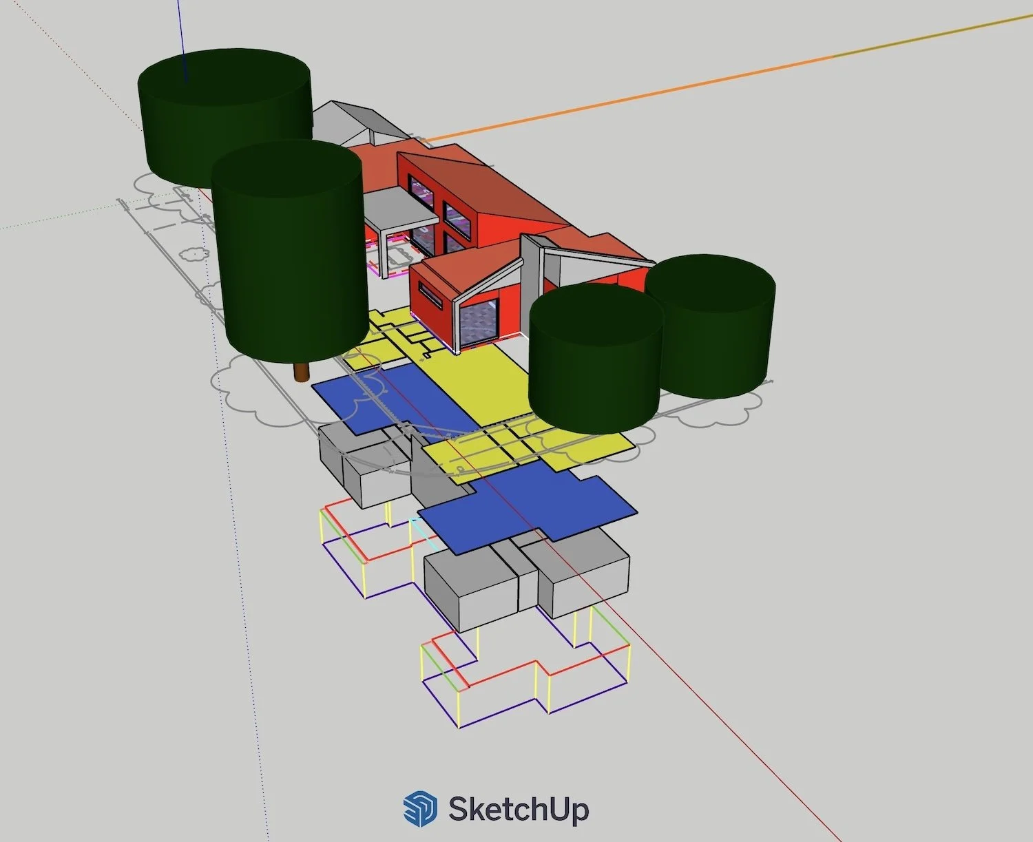 Lockleys Passivhaus. Sketchup designPH model 3D view