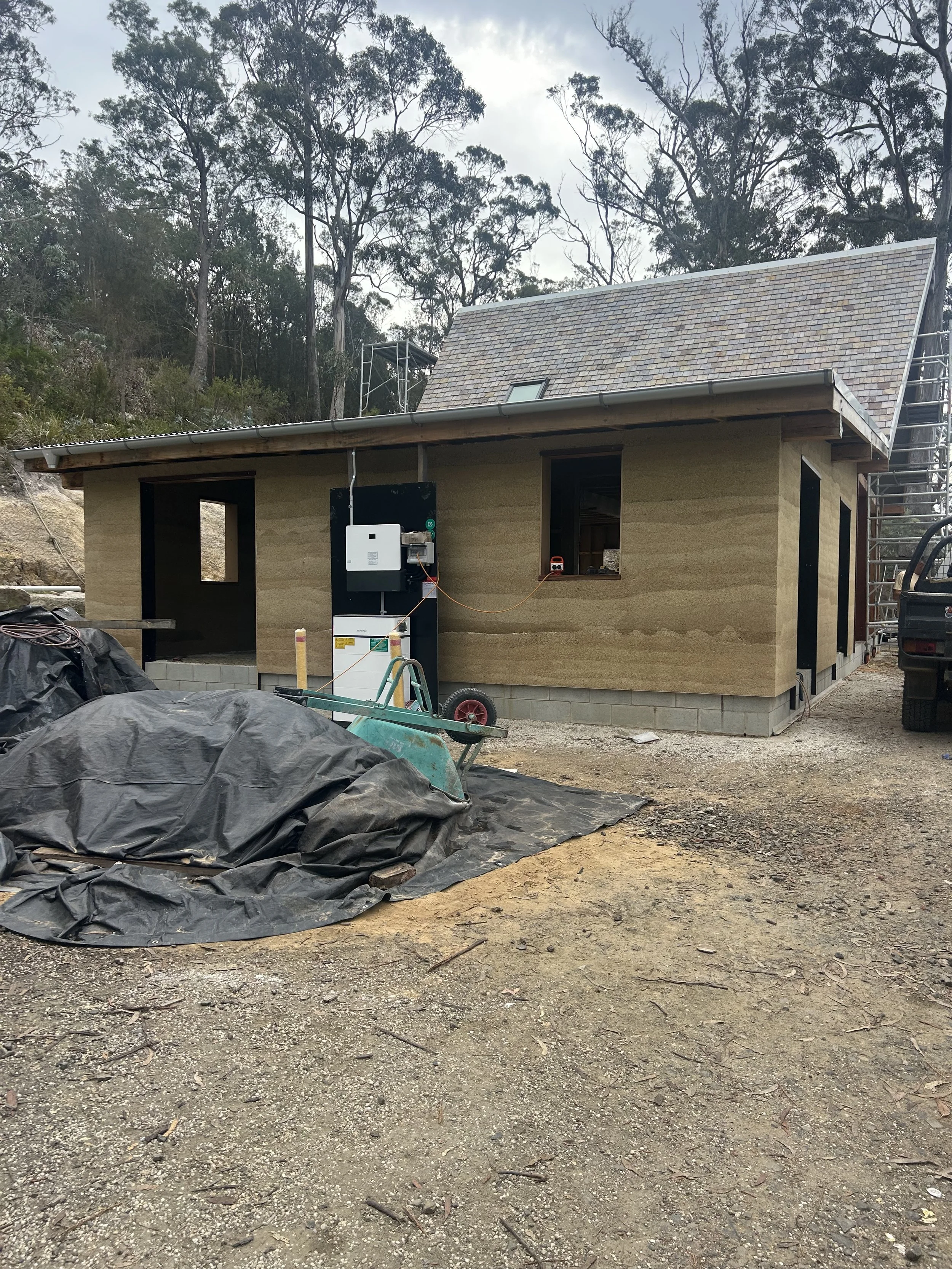 Bicheno Bushbuck. Construction progress hempcrete complete