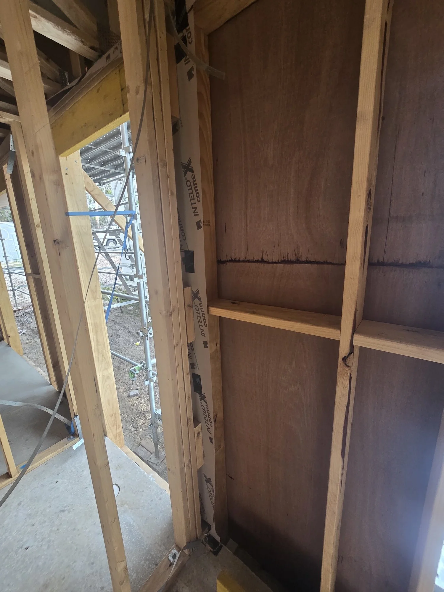 Ocean View Passivhaus. Airtight junction installation photo