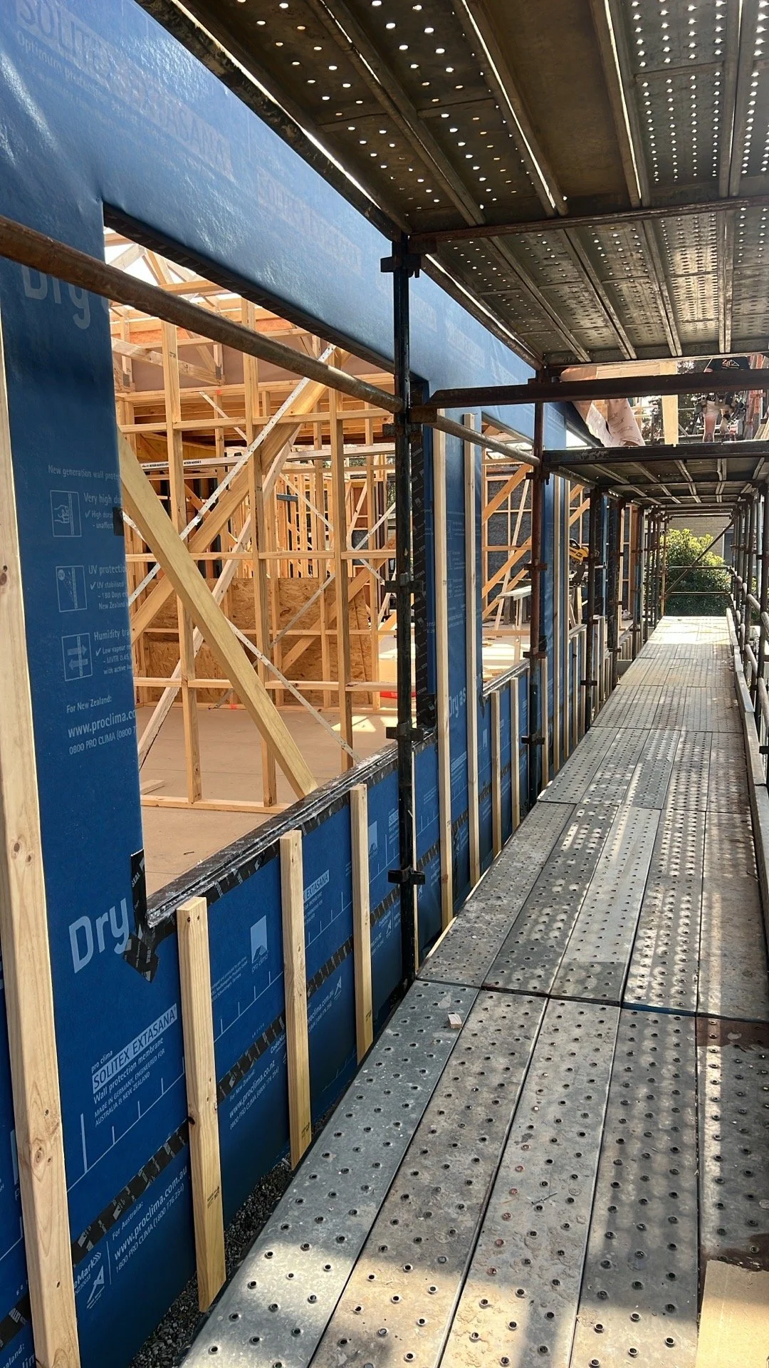 Banyula Butterfly. Photo of Pro Clima membrane in place by Zanetto Builders for passive house architect Michael Loubser from LOUBSER WORKSHOP