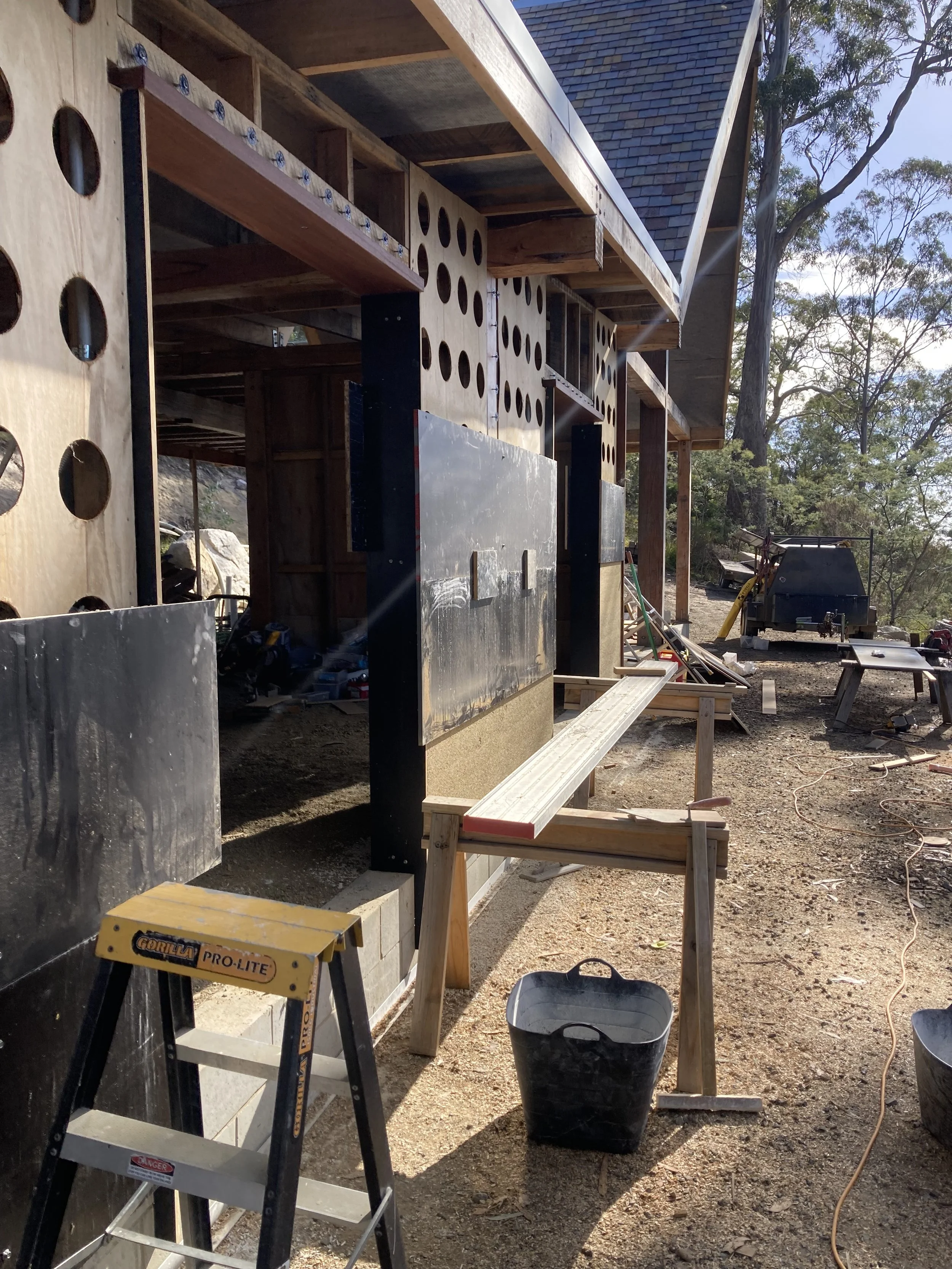 Bicheno Bushbuck. Construction progress and formwork for the hempcrete