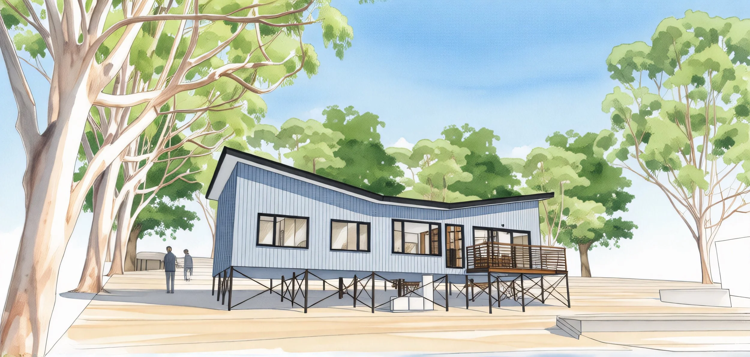 Banyula Butterfly. Watercolour sketch by passive house architect Michael Loubser from LOUBSER WORKSHOP