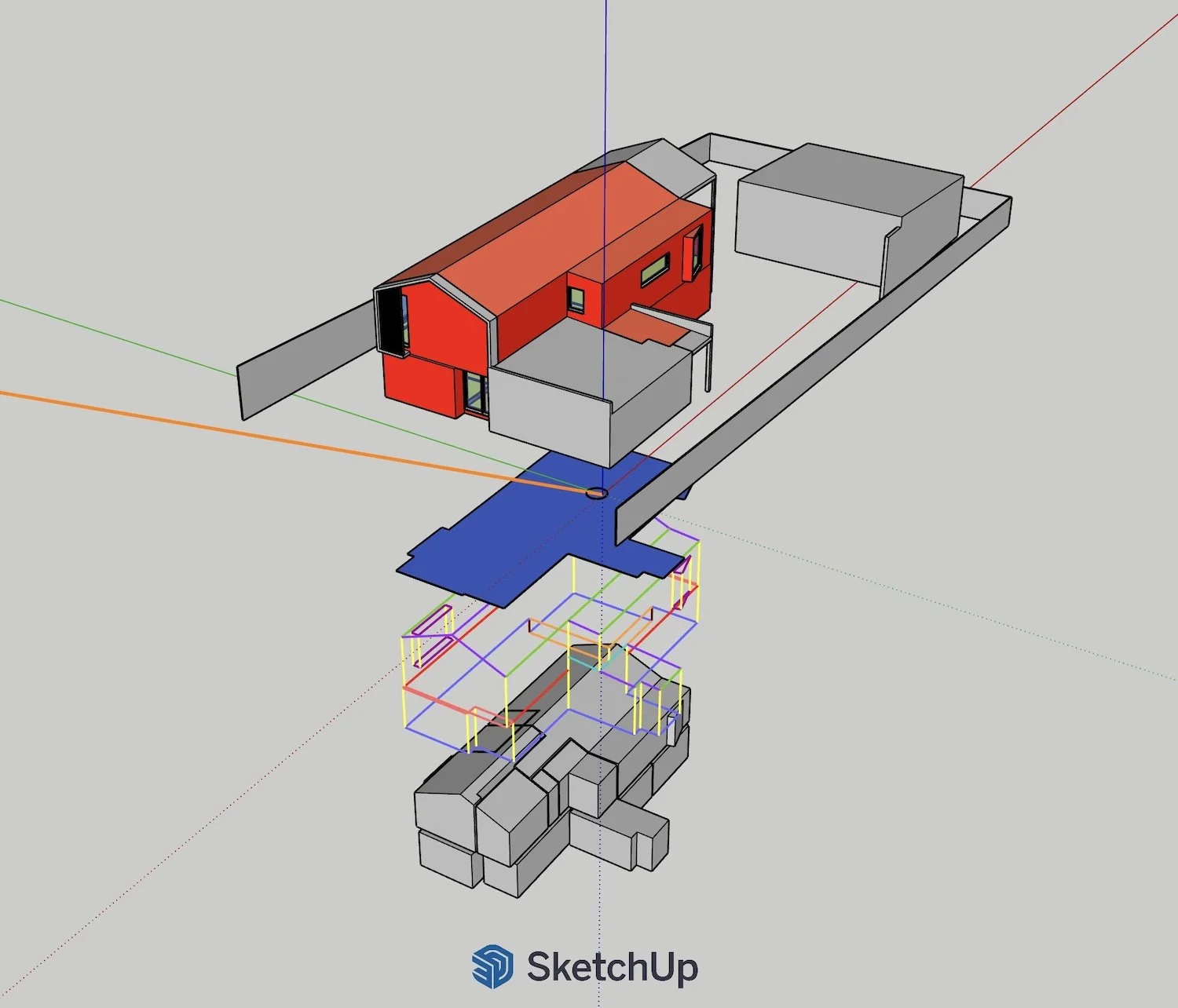 Ocean View Passivhaus. Sketchup designPH model 3D view